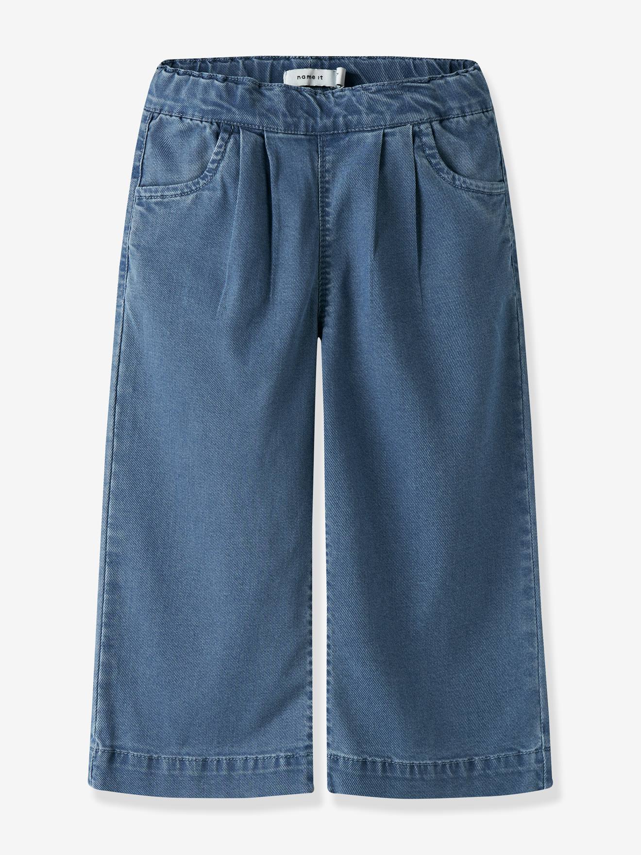 Wijde jeans met elastische taille voor meisjes NAME IT jeansblauw