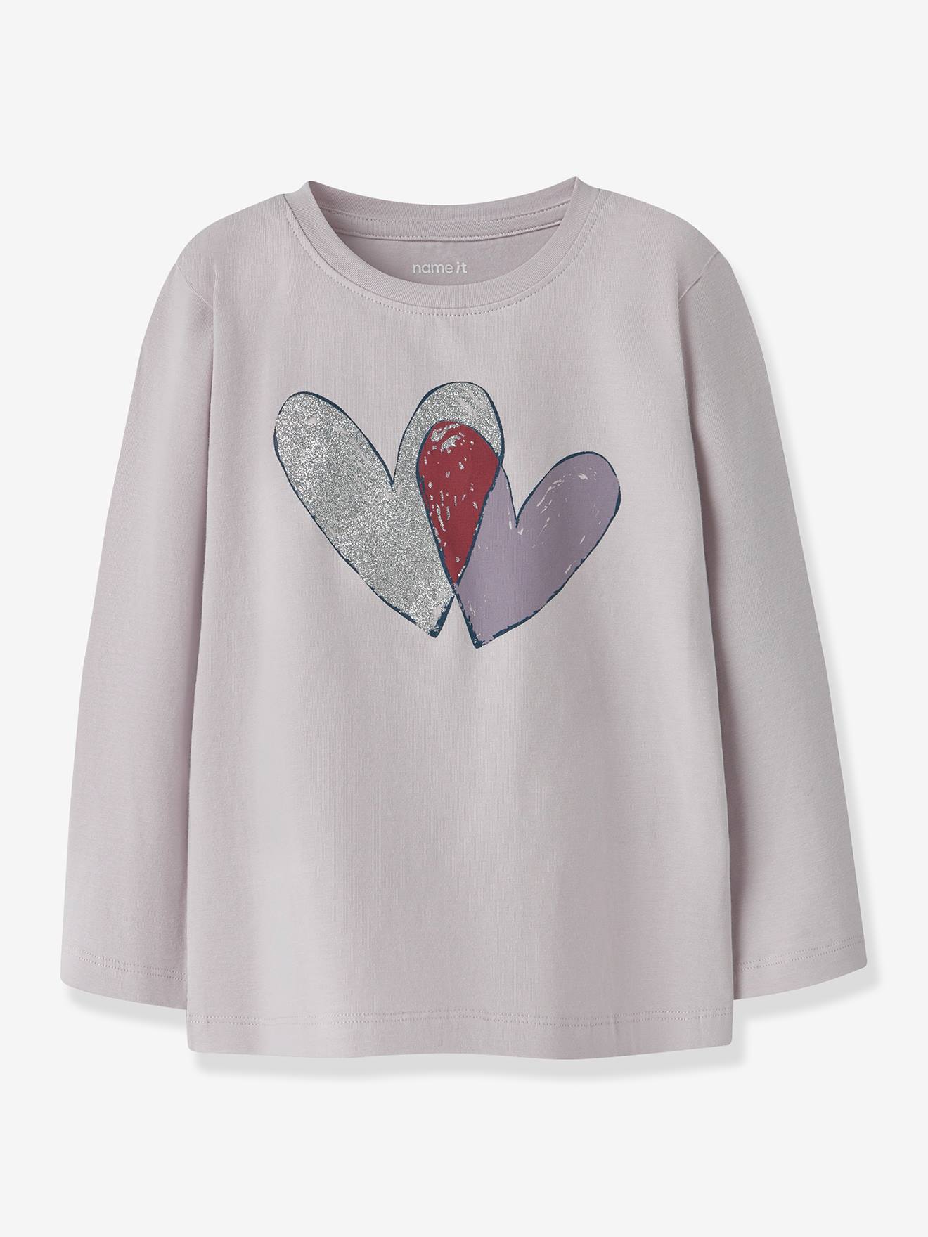 T-shirt met hartvormige pailletten voor meisjes van NAME IT zachtpaars