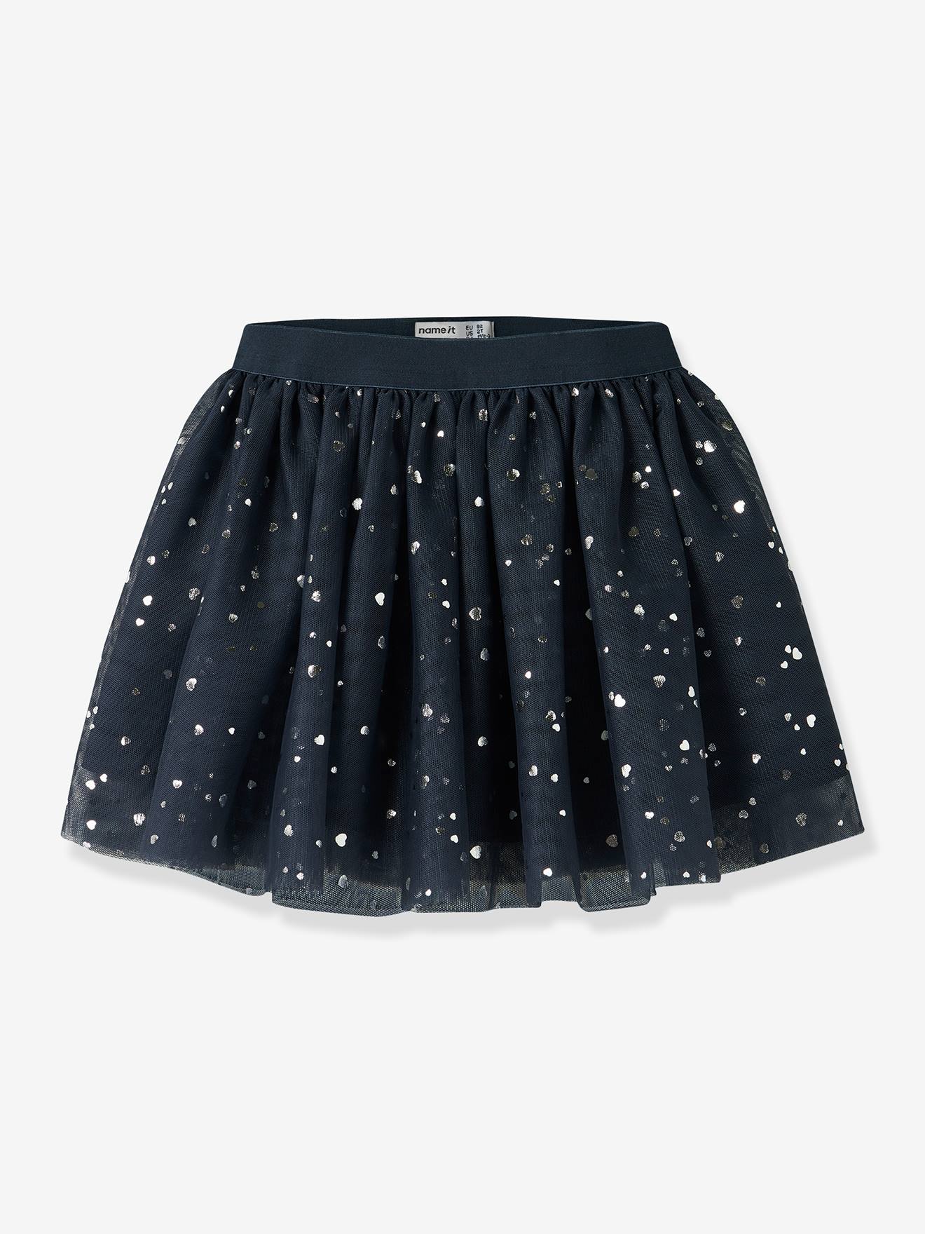 Rok van tule met hartjes voor meisjes NAME IT (gerecycled polyester) marineblauw