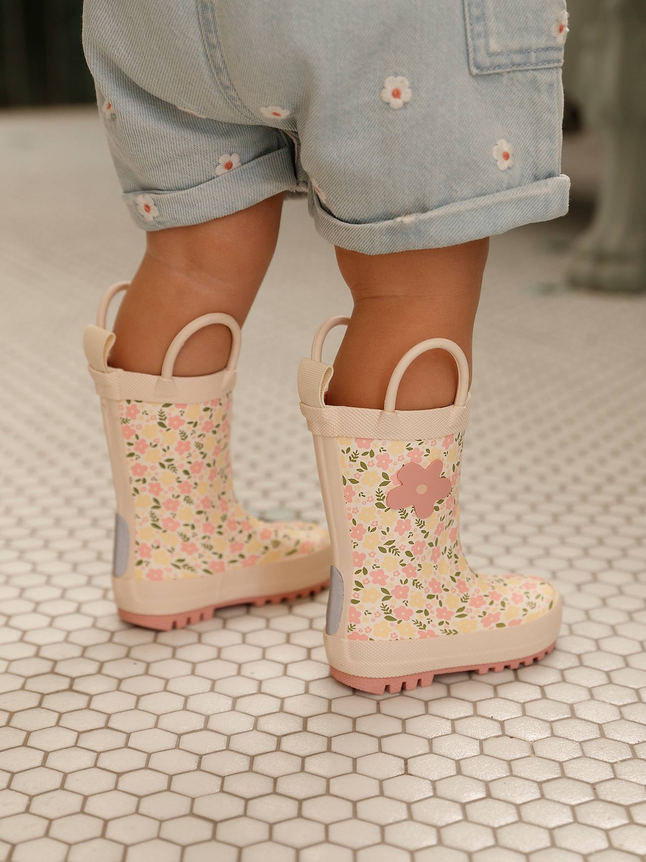 Regenlaarzen met motief voor baby's beige, bedrukt