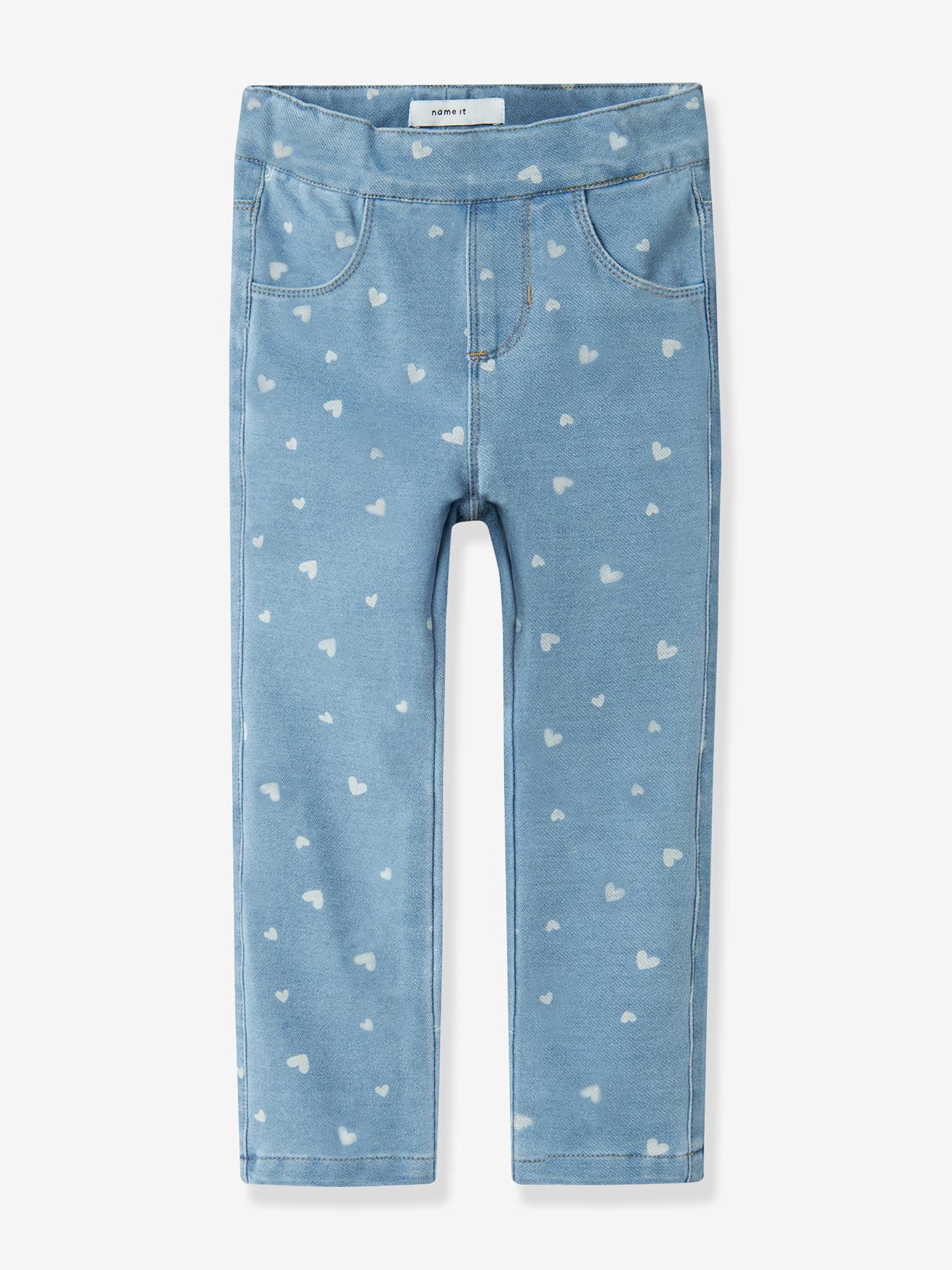 Jegging met hartjes voor meisjes NAME IT jeansblauw