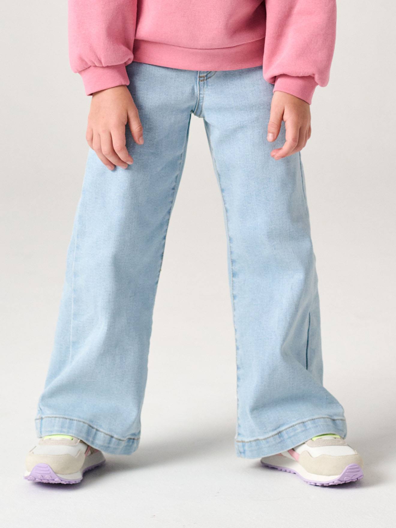 Wijde tregging voor meisjes van denim lichtblauw