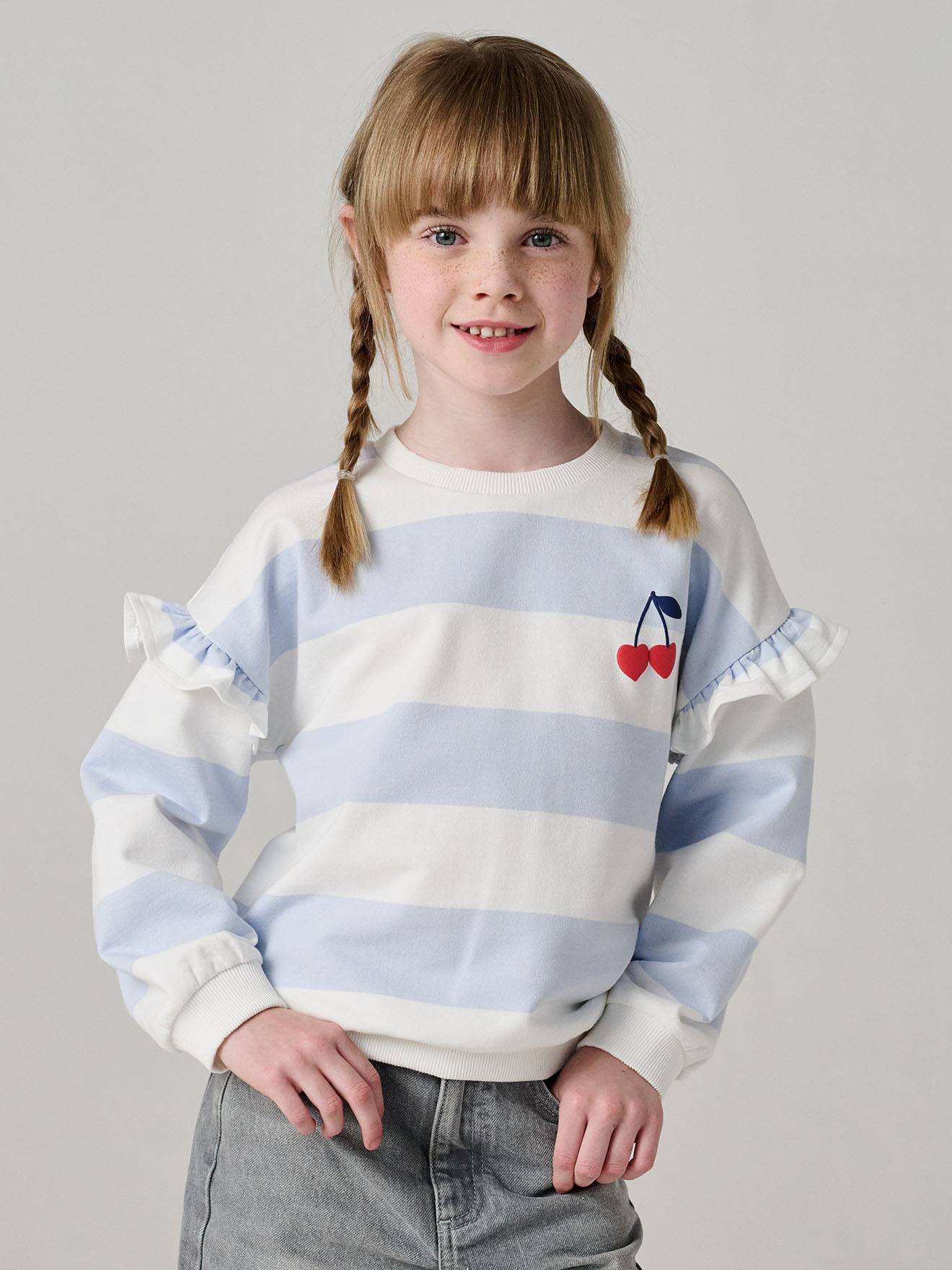 Marinetrui met ruches voor meisjes bleekblauw