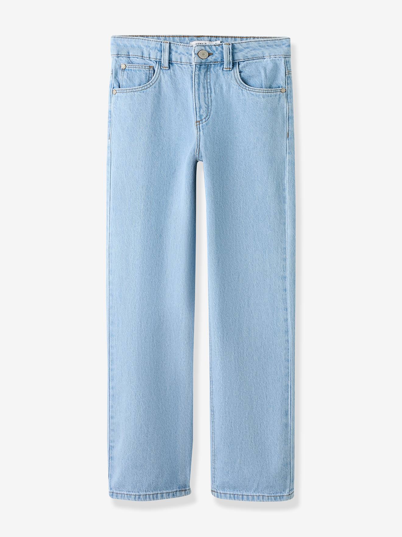 Rechte jeans met hoge taille voor meisjes van NAME IT lichtblauw