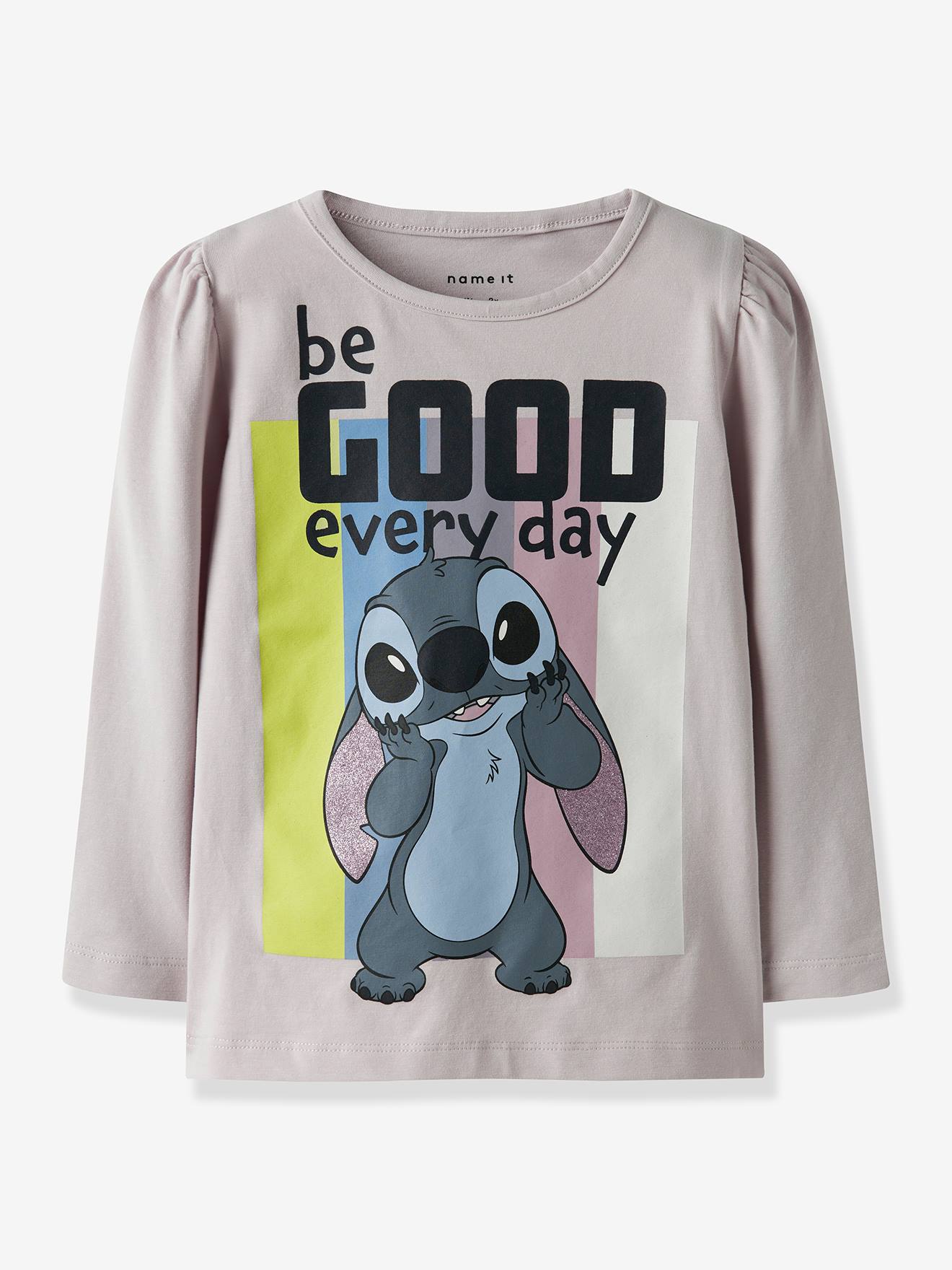 Ruimvallend t-shirt STITCH meisje NAME IT zachtpaars