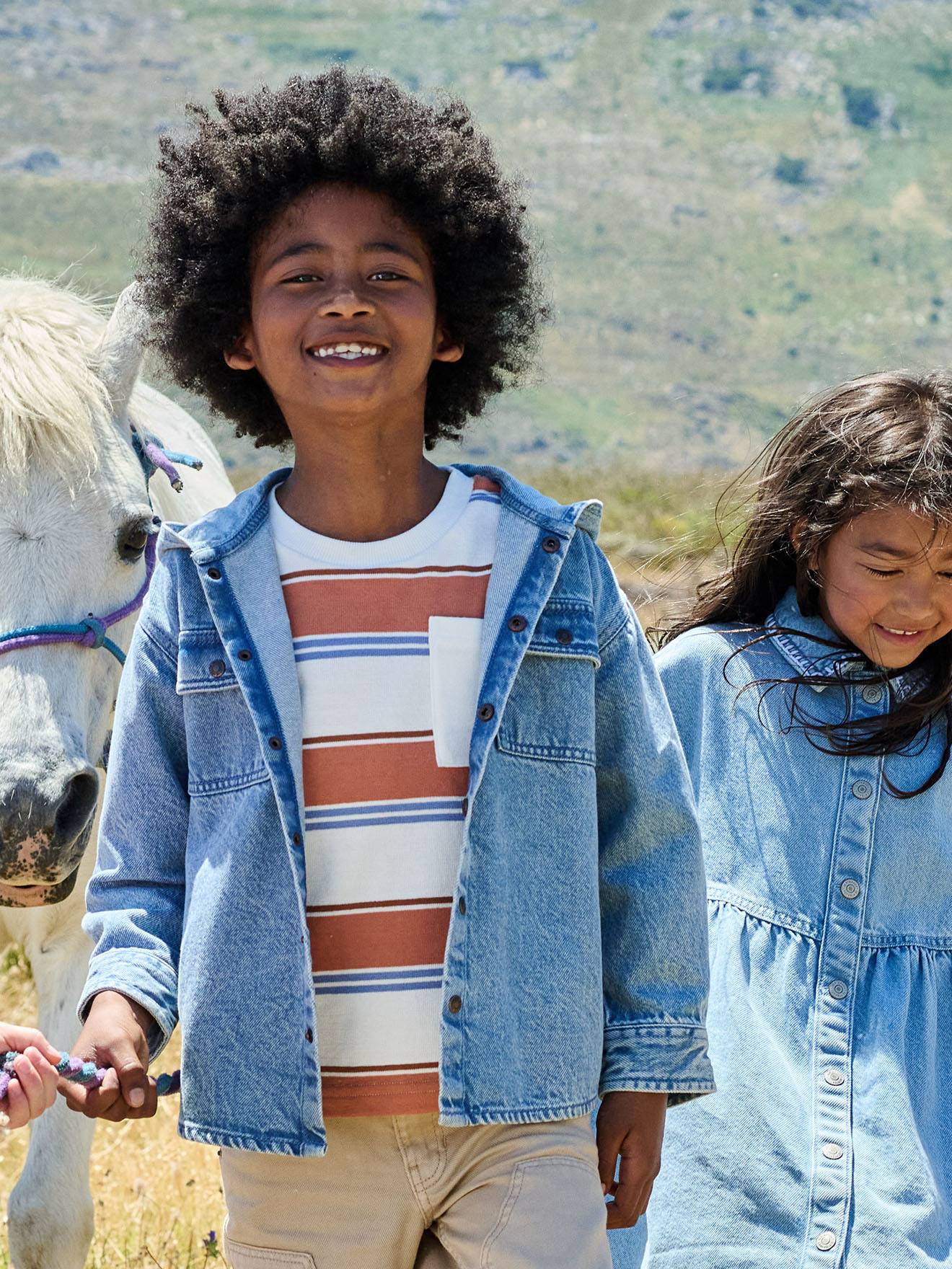 Hemd voor jongens in denim double stone