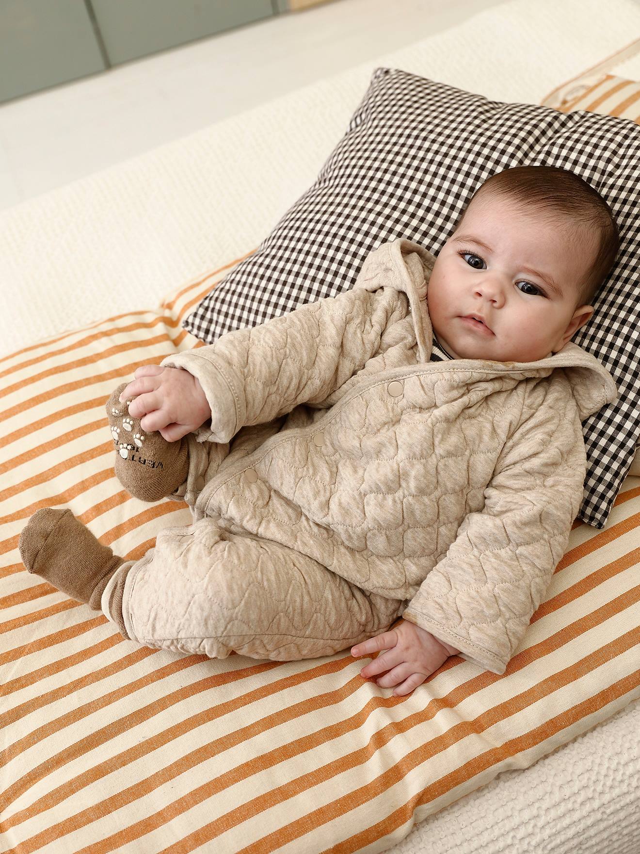 Babypakje in jersey gemêleerd beige
