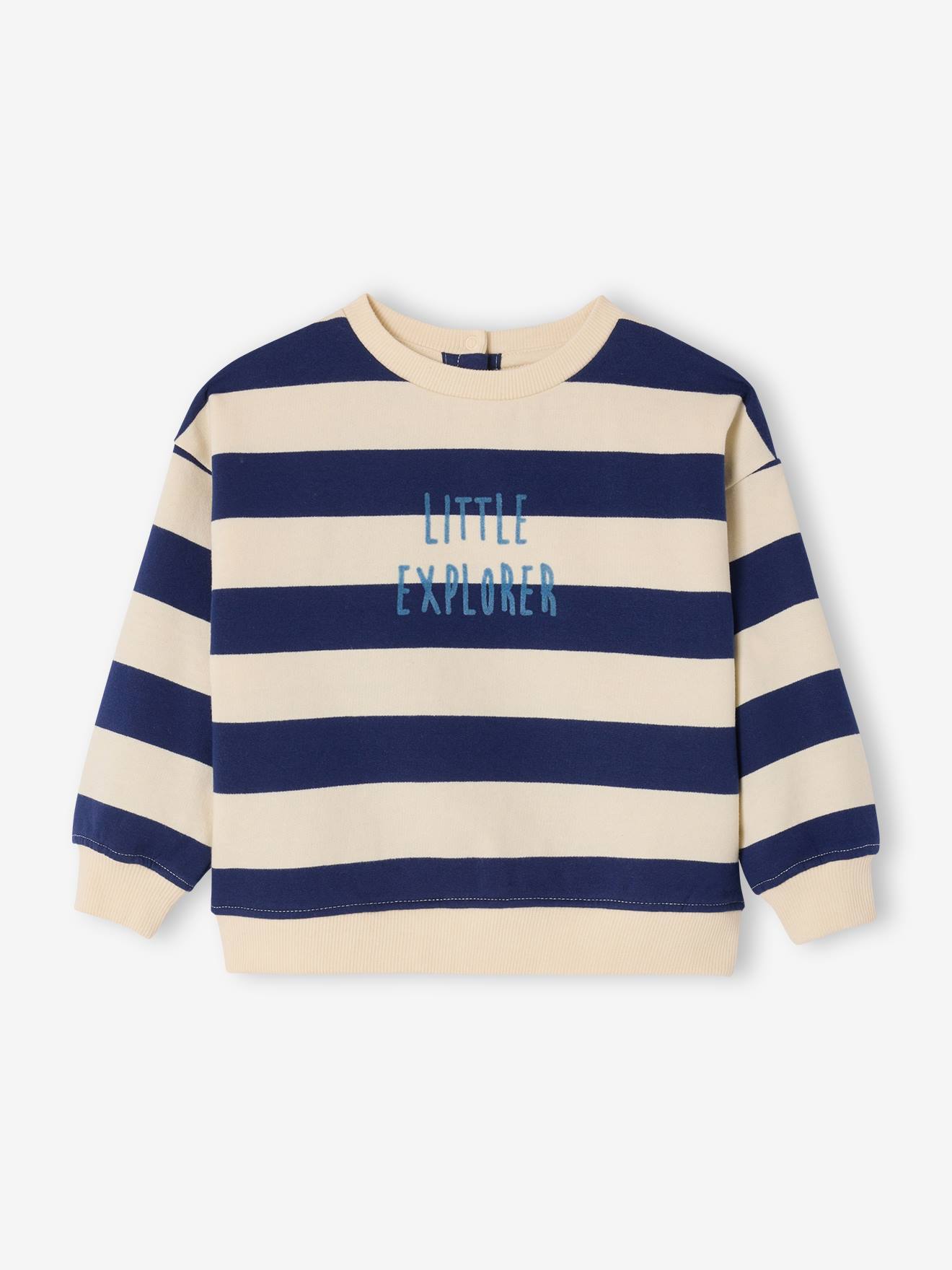 Gestreepte sweater baby lange mouwen marineblauw, gestreept