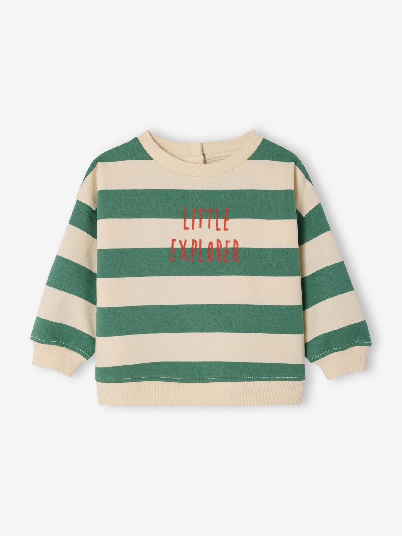Gestreepte sweater baby lange mouwen groen, gestreept