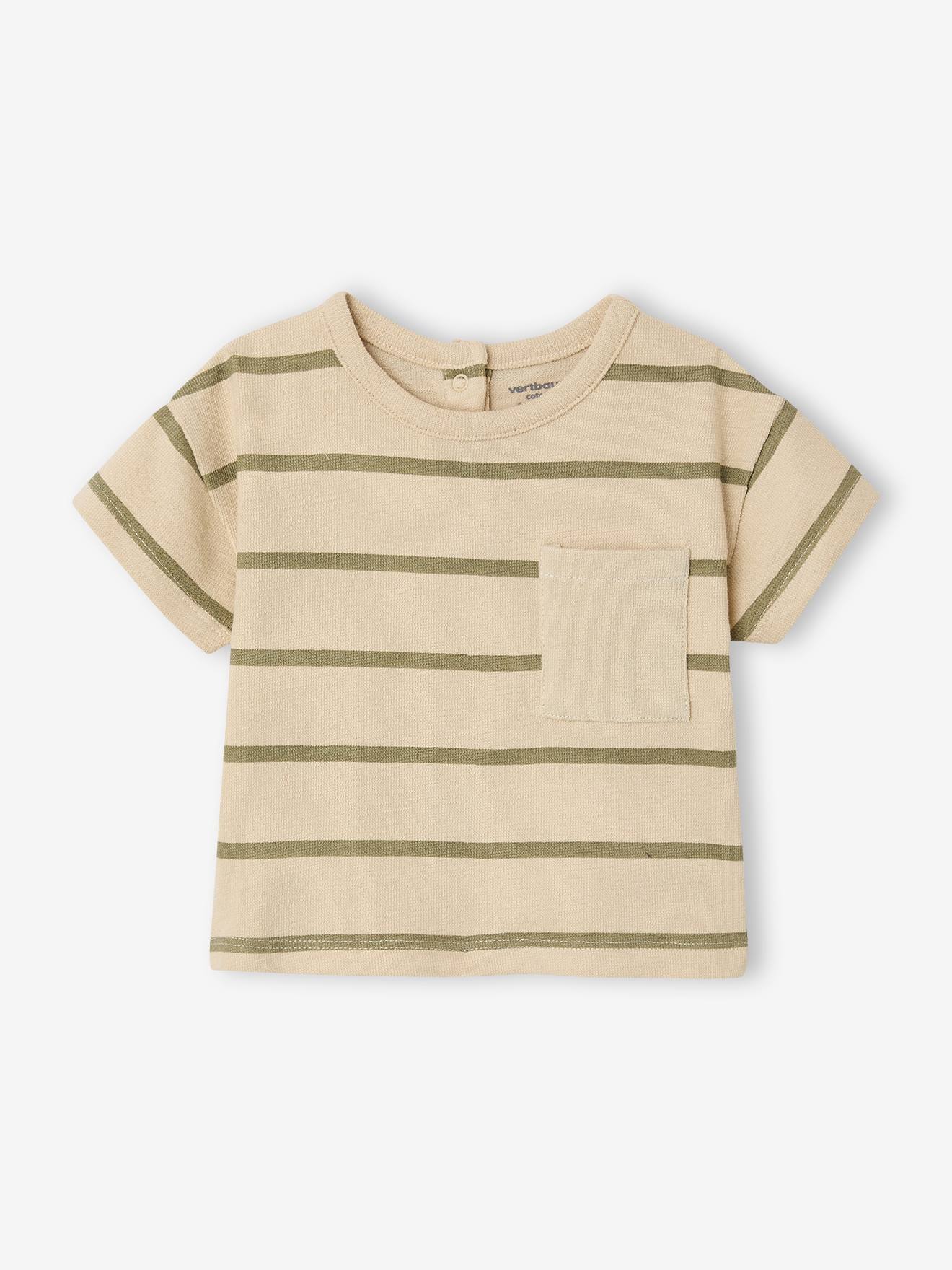 Gestreept t-shirt baby van katoen groen, gestreept