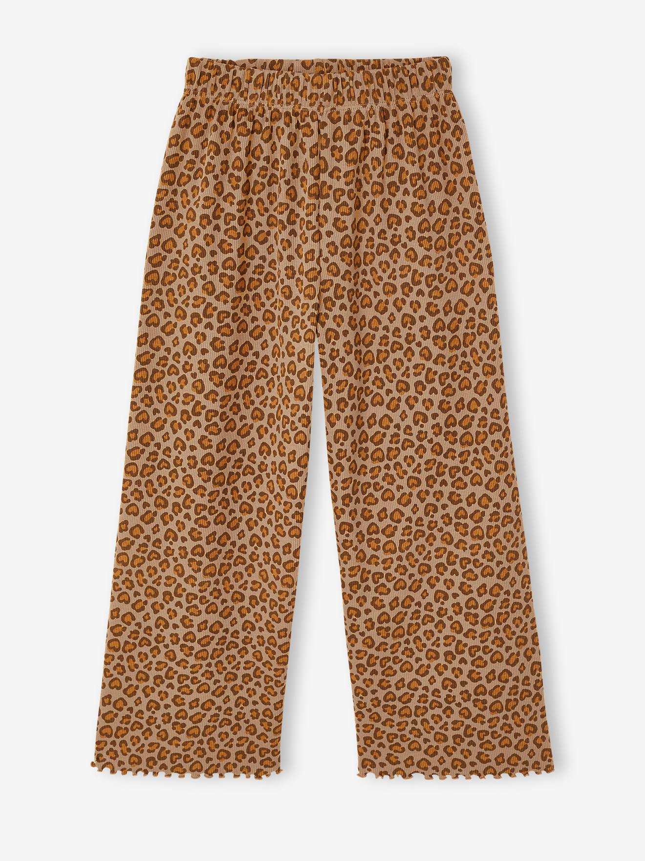 Meisjes legging in ribgebreide stof beige