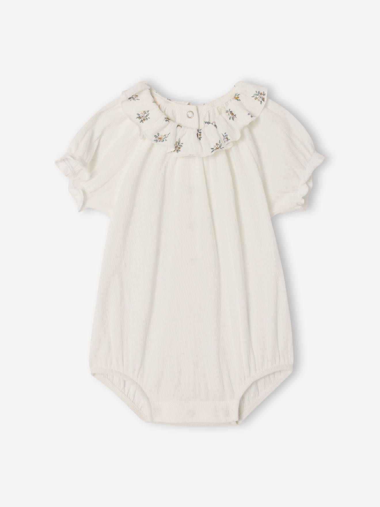 Body baby met korte pofmouwen ecru