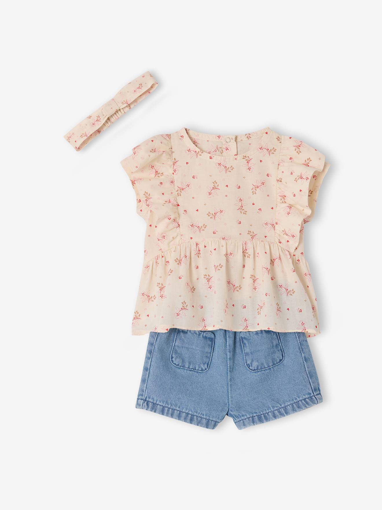 Set short blouse babymeisje ecru
