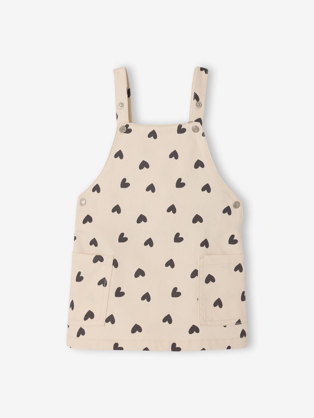 Salopet jurk voor babymeisjes met hartjes ecru