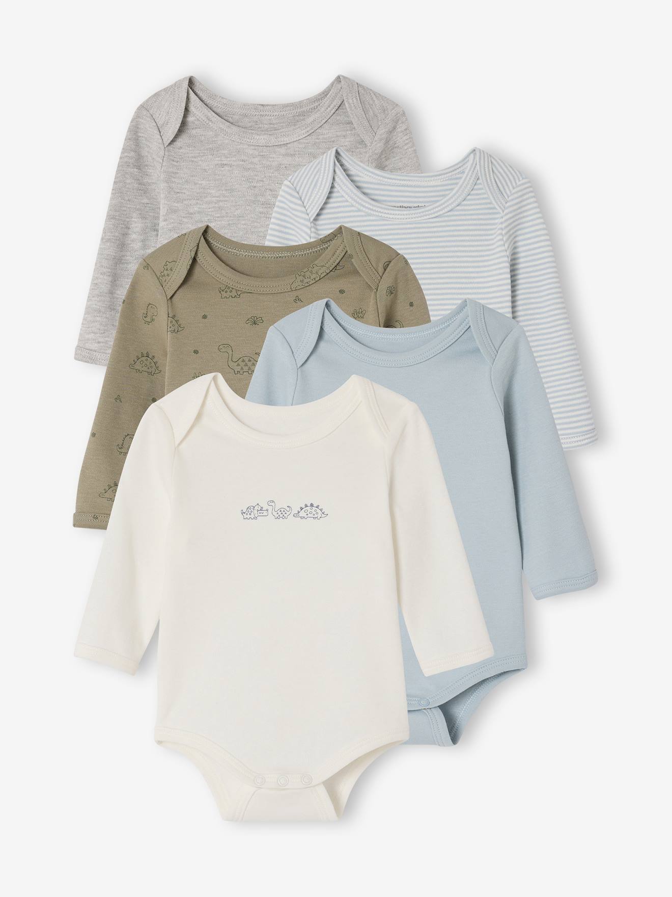 Set van 5 body's met lange mouwen Dinosaurus kaki