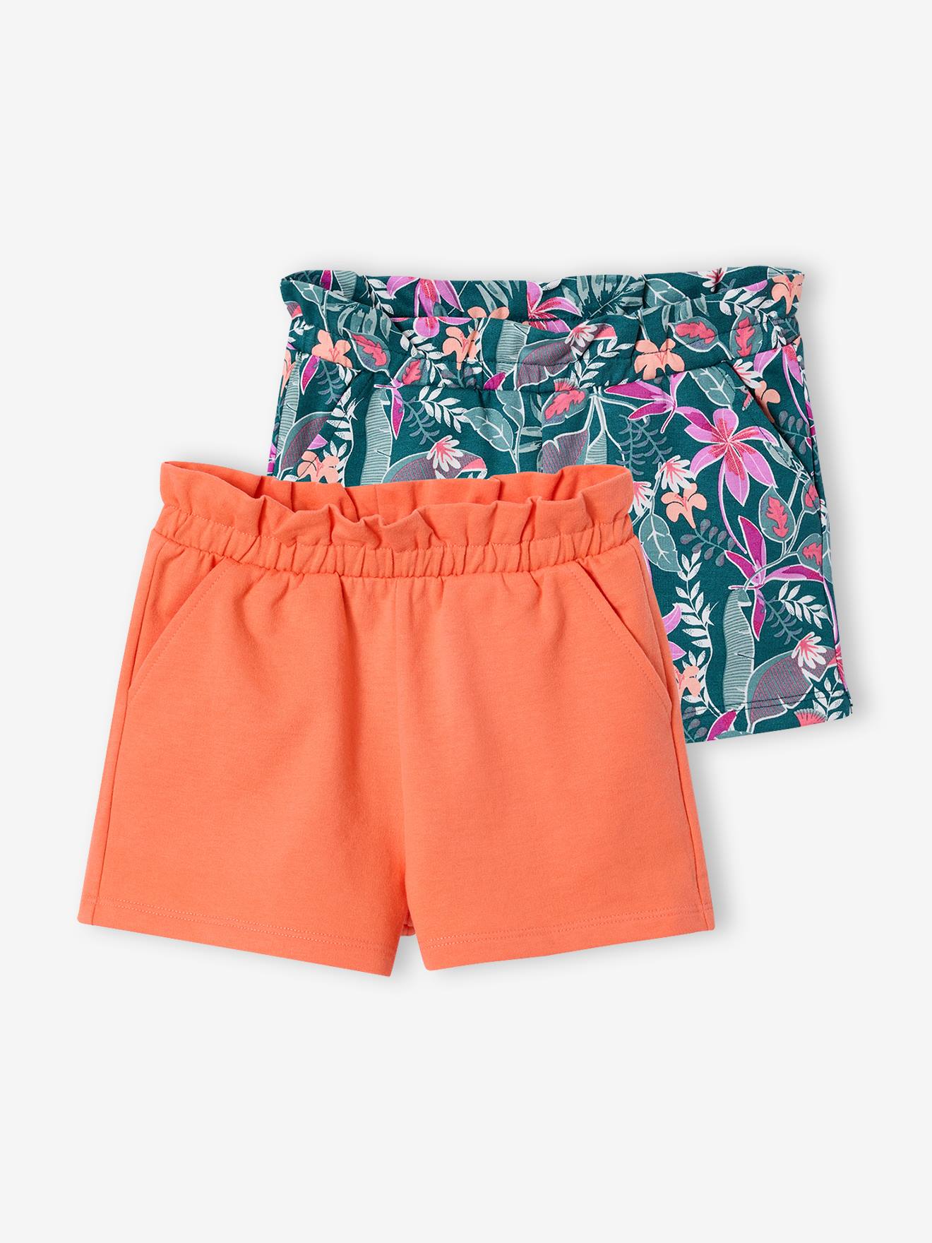 Set van 2 meisjesshorts mandarijn