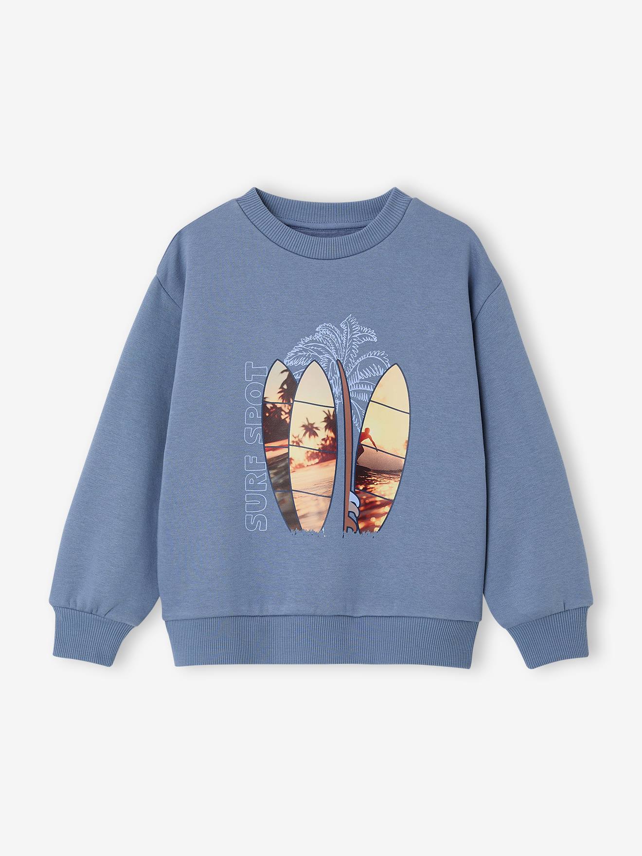 Sweater met ronde hals surf chambrayblauw