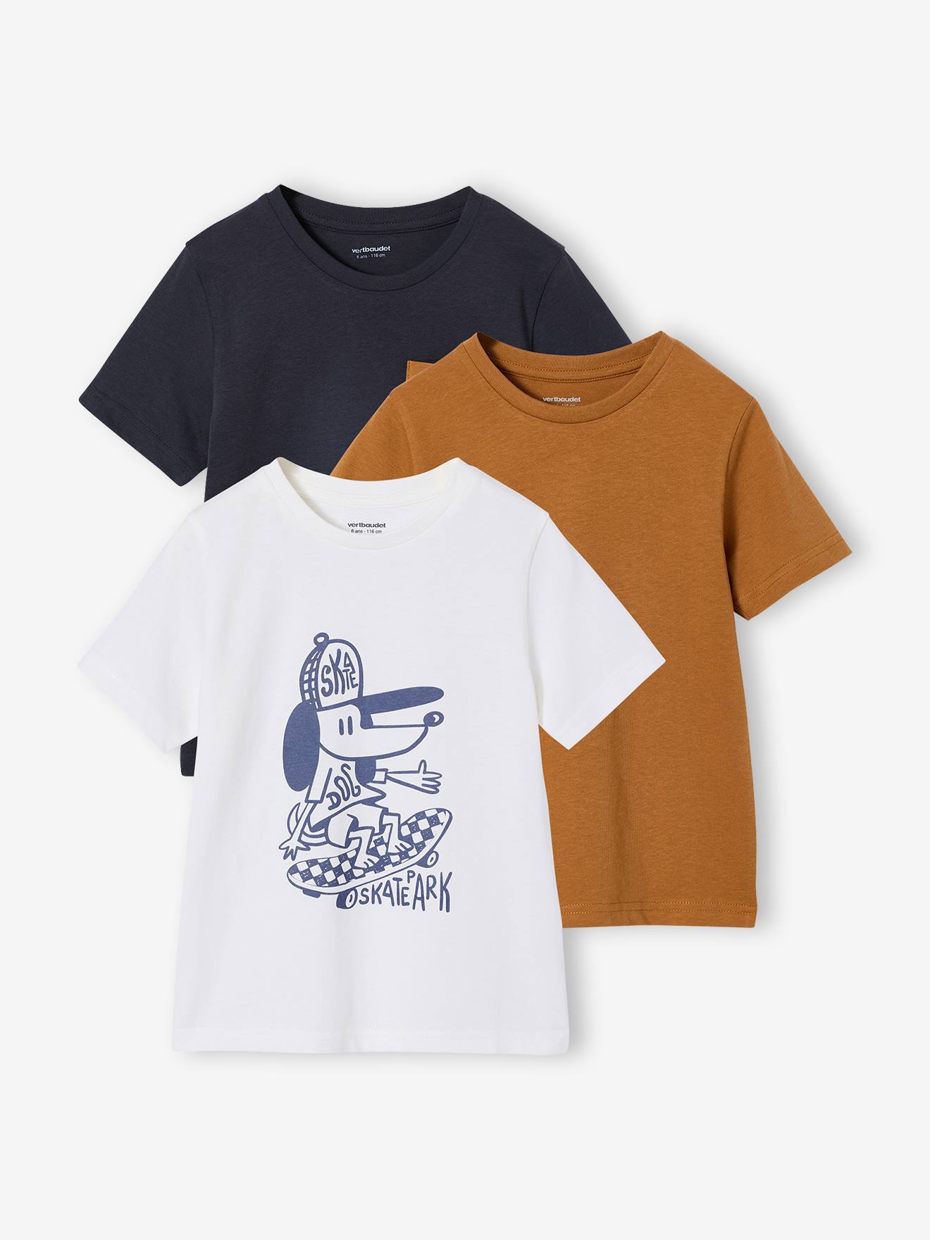 Set van 3 T-shirt met korte mouwen karamel