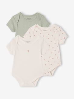 Baby-Body-Set van 3 body's met korte mouwen in pointelle