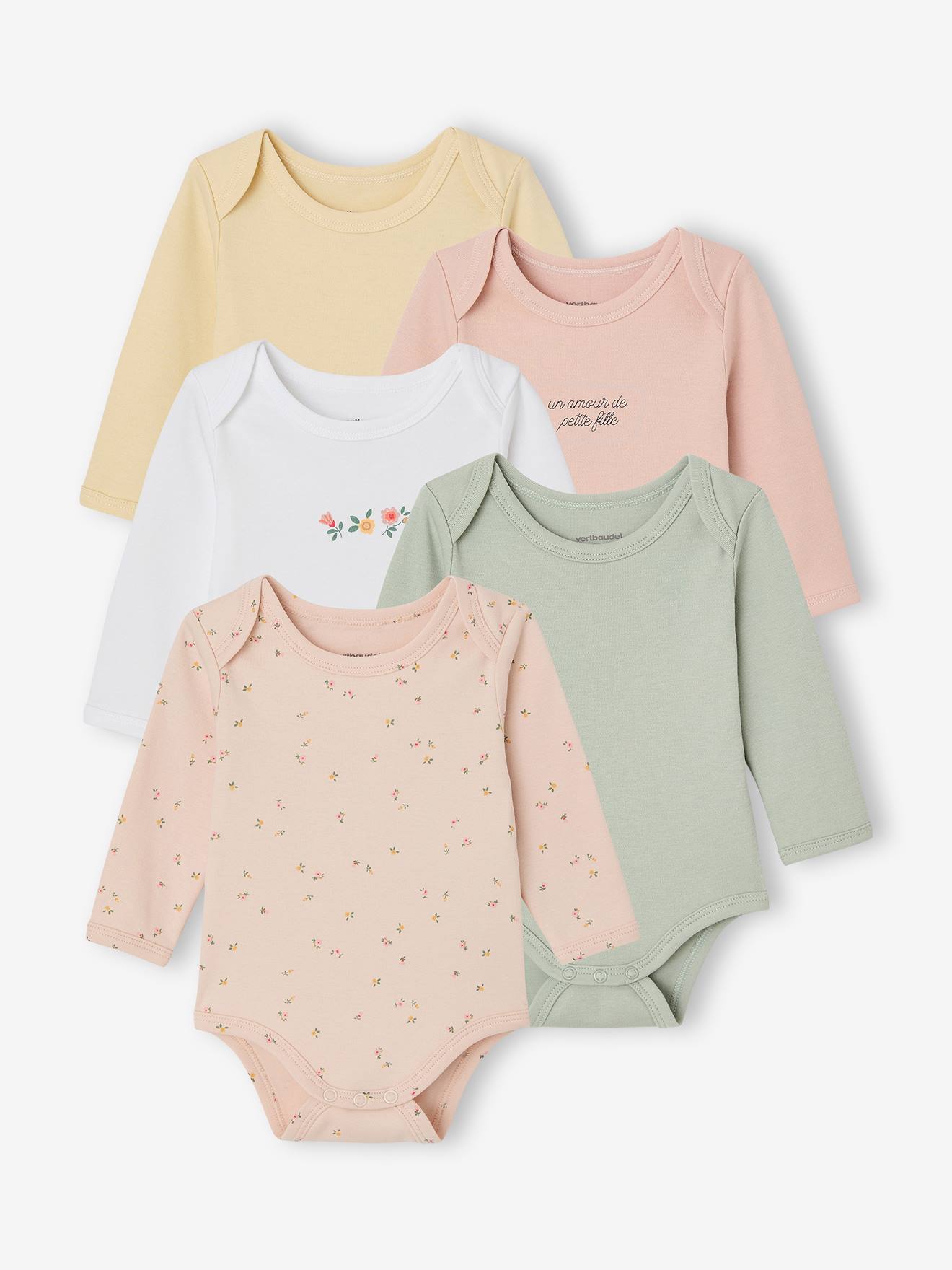 Body's met lange mouwen voor baby's met bloemenprint saliegroen