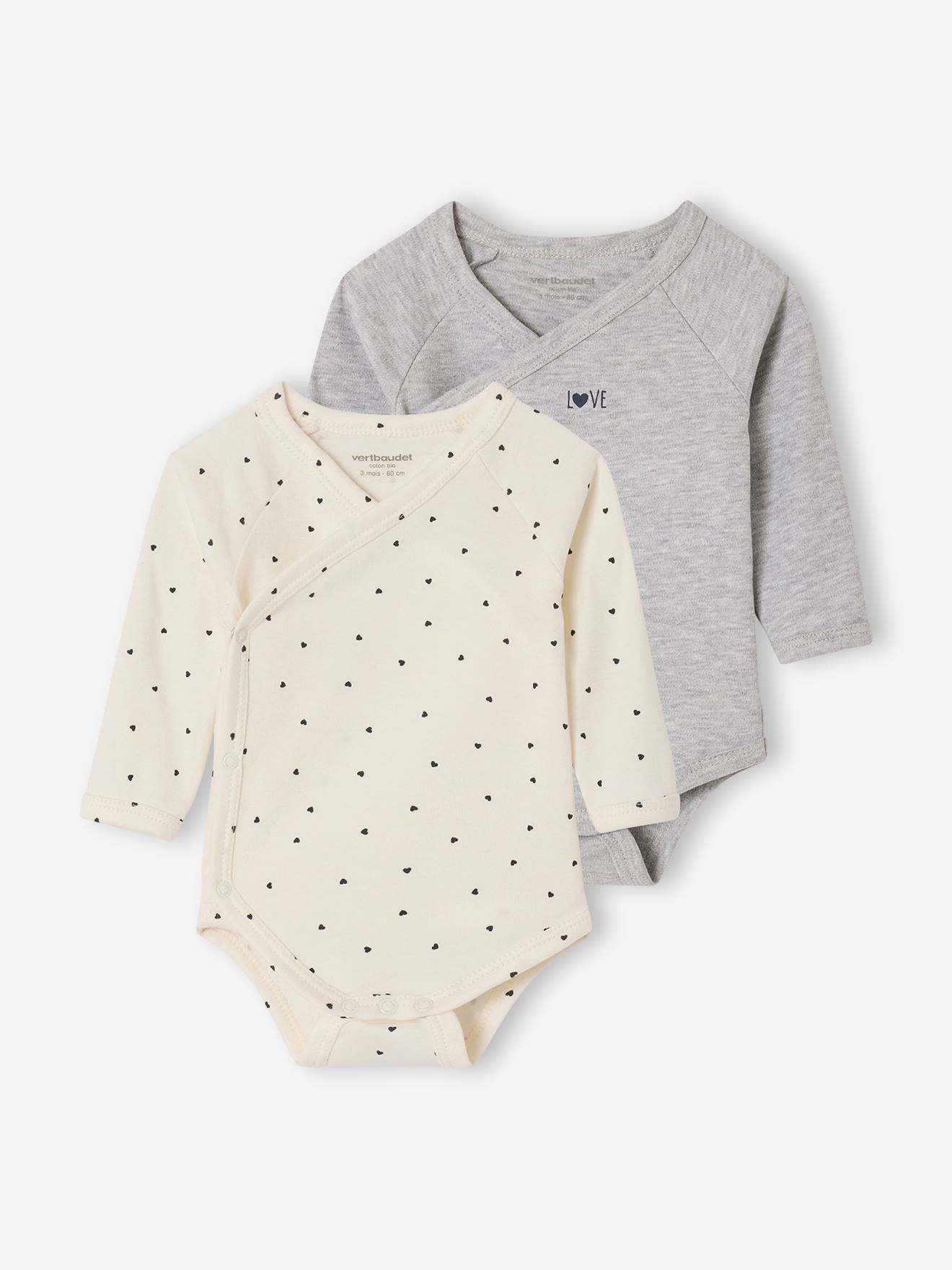 Set van 2 body's baby met lange mouwen ecru