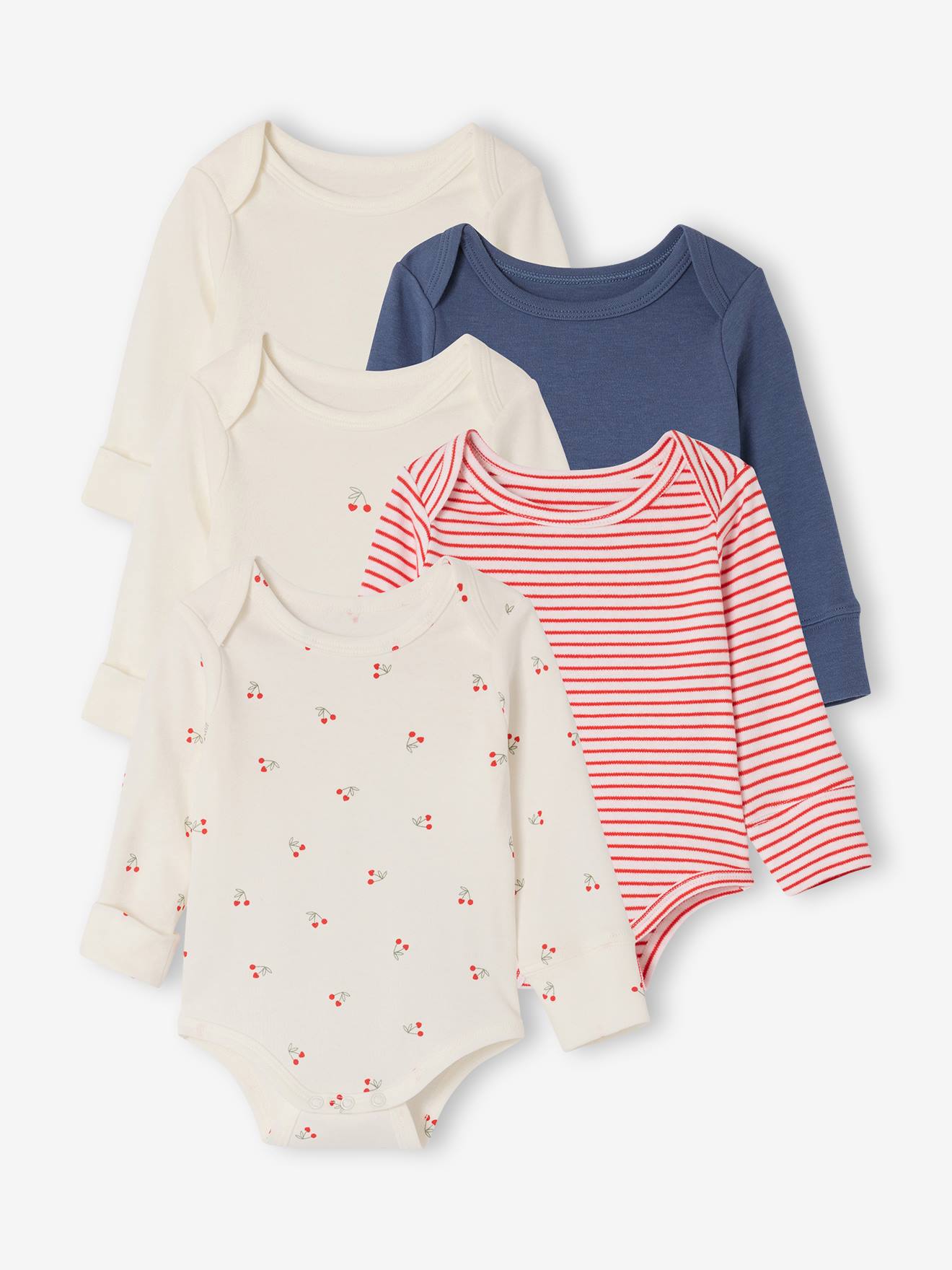 Set body's met lange mouwen met kersen rood