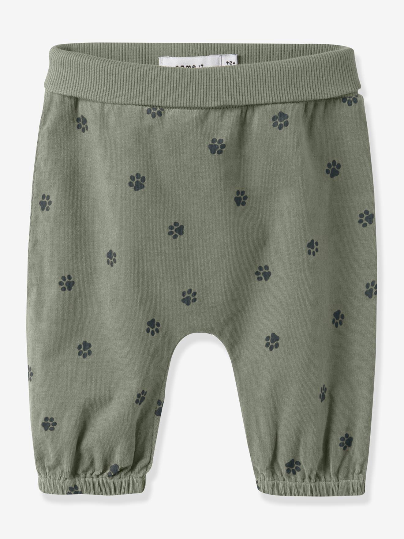 NAME IT baby jongens broek in ribfluweel groengrijs