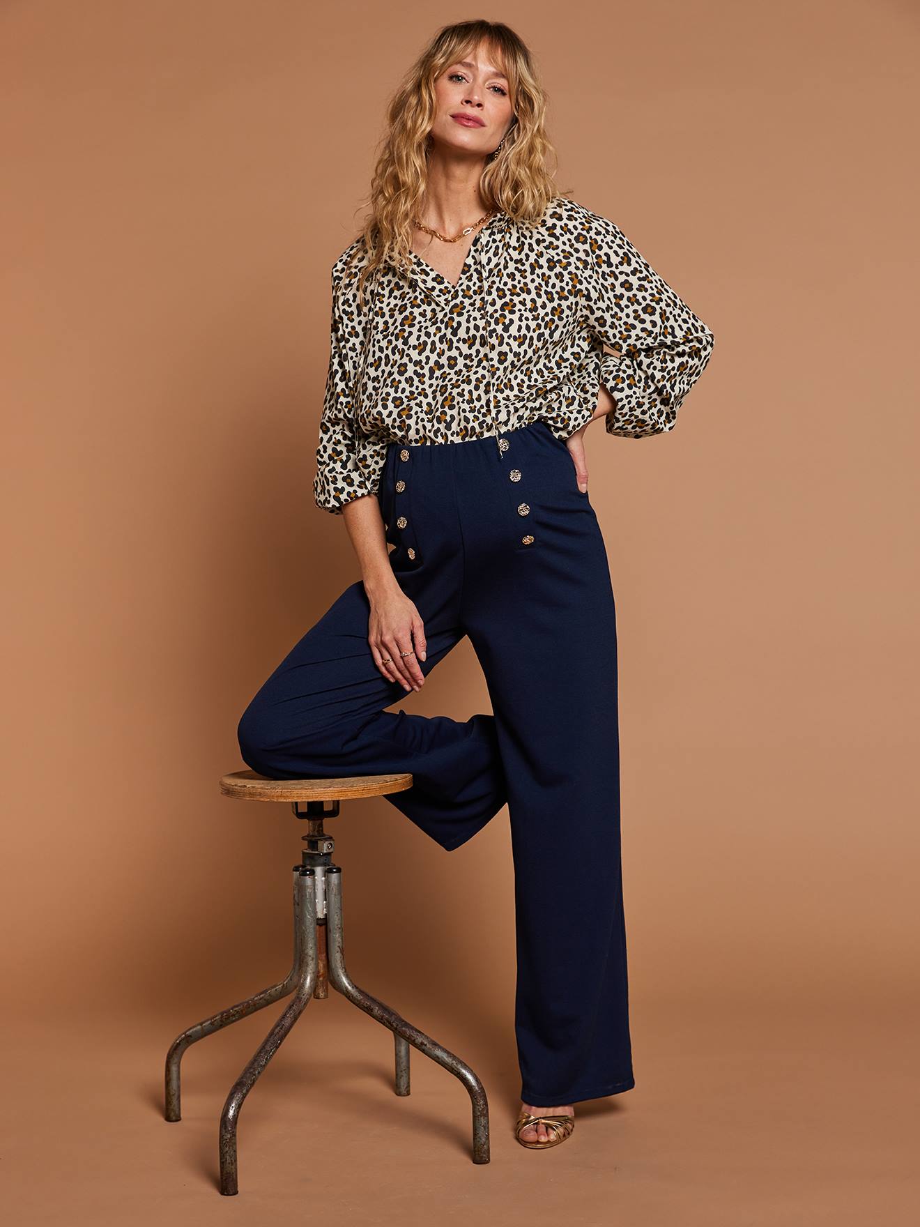 Zwangerschapshemd met luipaardmotief ecru