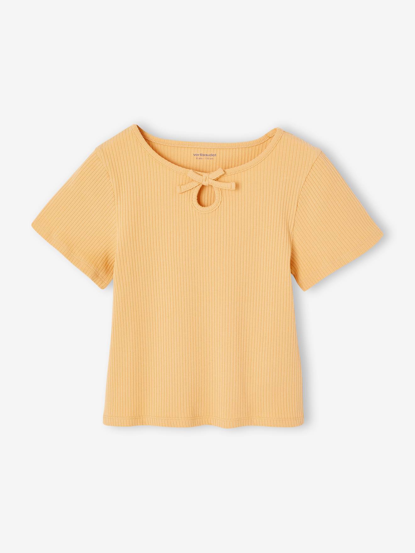 T-shirt voor meisjes met een fantasieknoop geel