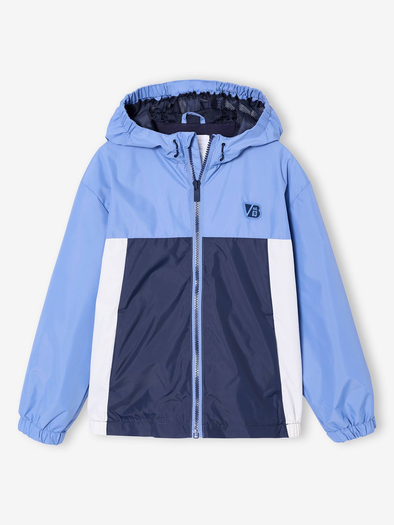 Windjack colorblock voor jongens middenblauw
