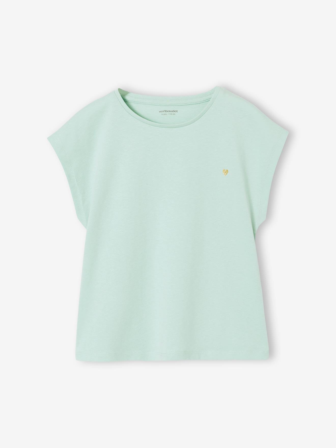 Effen Basics meisjesshirt met korte mouwen blauwgroen