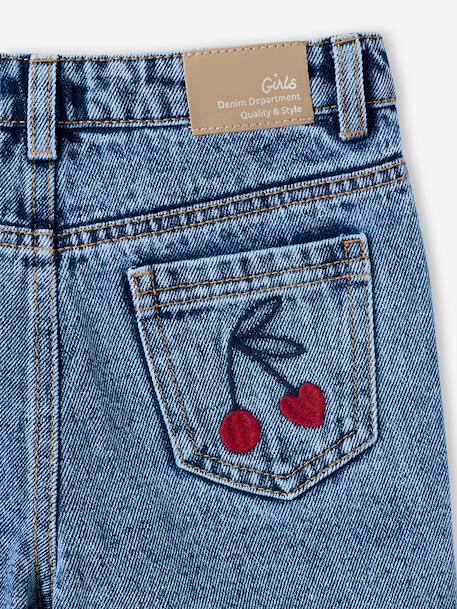 Mom meisjesjeans met bloemenborduurwerk blauw+lichtblauw+middenblauw - vertbaudet enfant 
