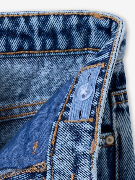 Mom meisjesjeans met bloemenborduurwerk blauw+lichtblauw+middenblauw - vertbaudet enfant 