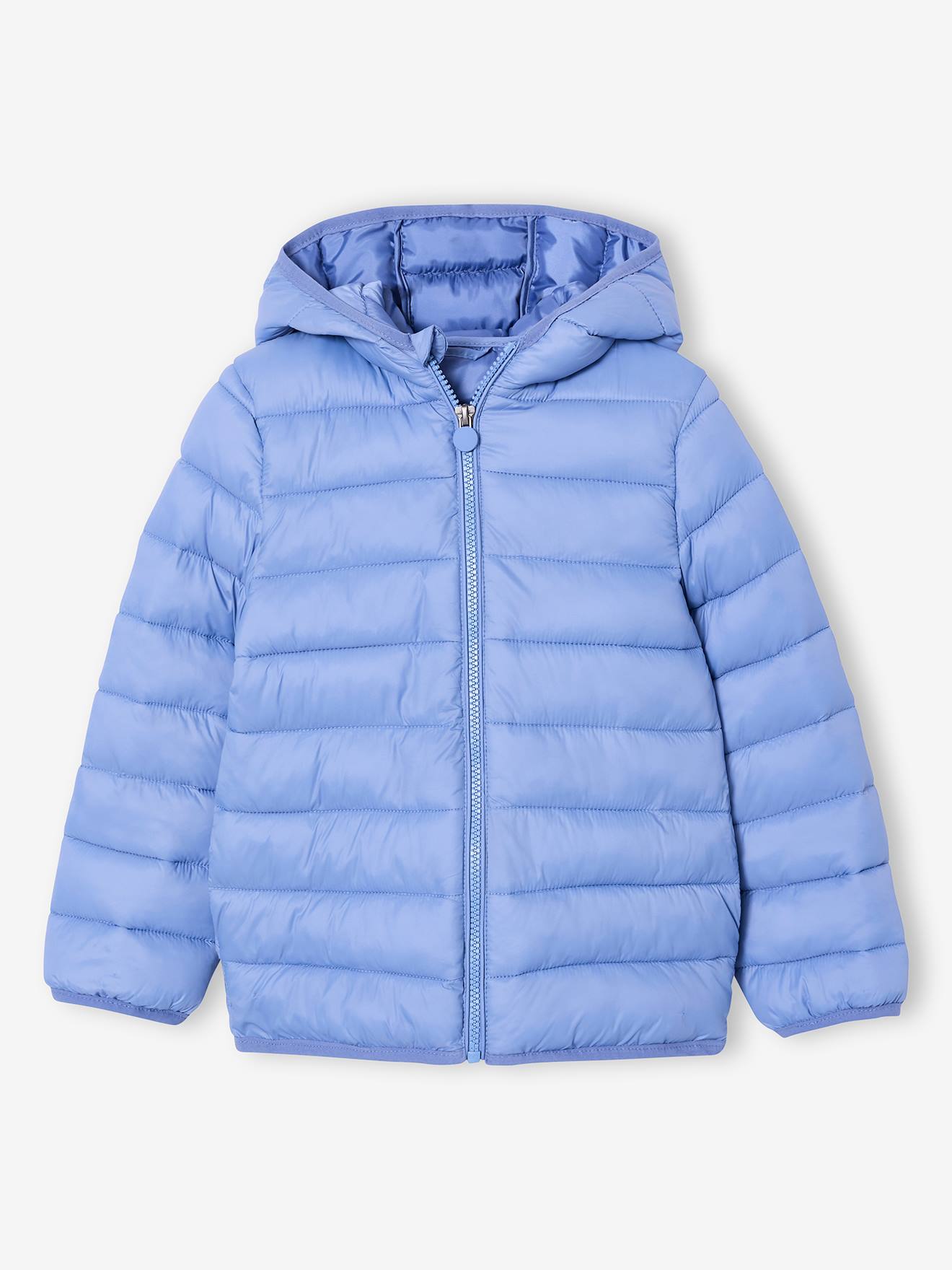 Lichte donsjas met capuchon jongen middenblauw