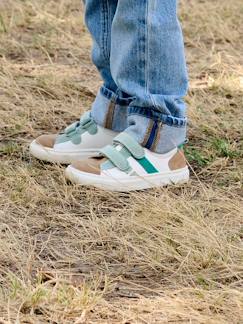 Leren sneakers met klittenband voor jongens kleutercollectie  - vertbaudet enfant