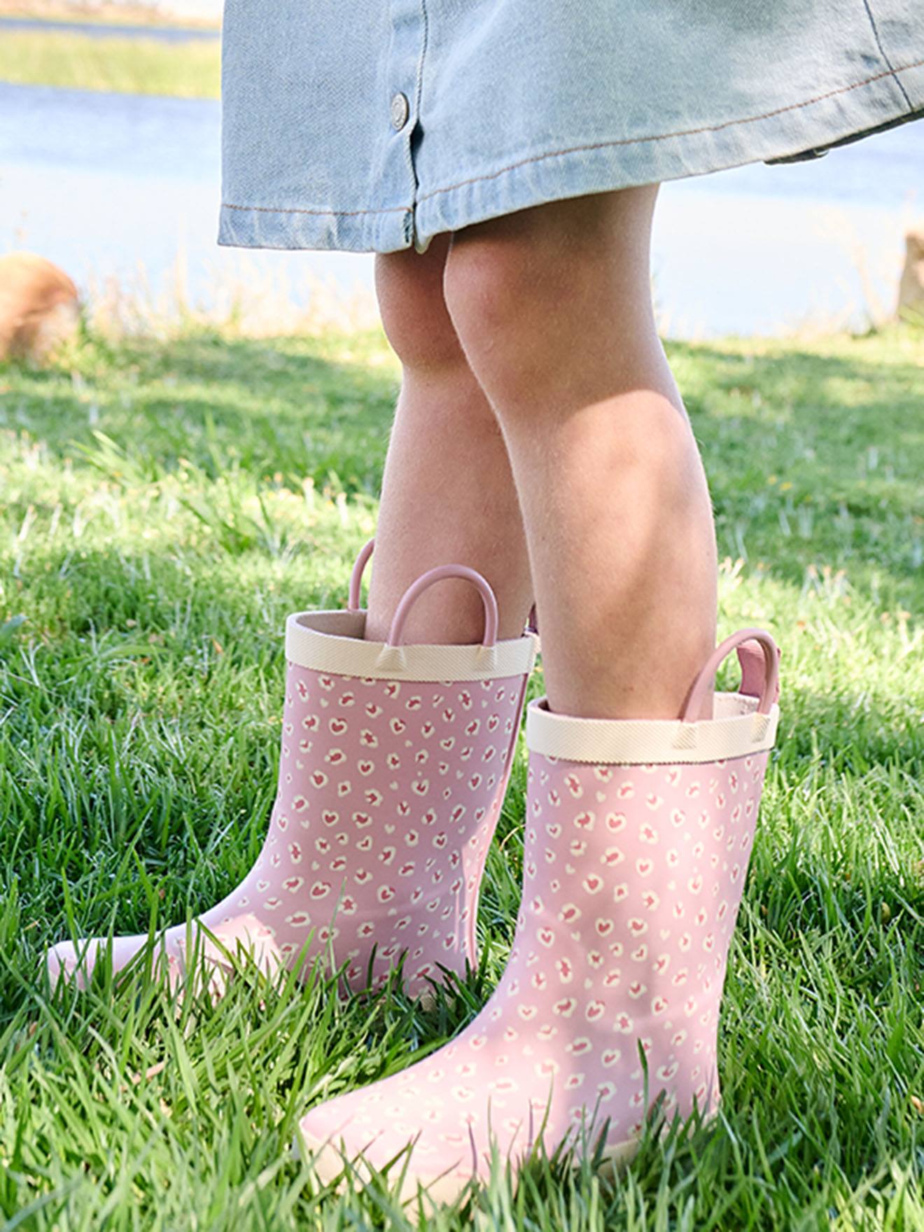 Rubberen regenlaarzen met print voor kinderen roze, bedrukt