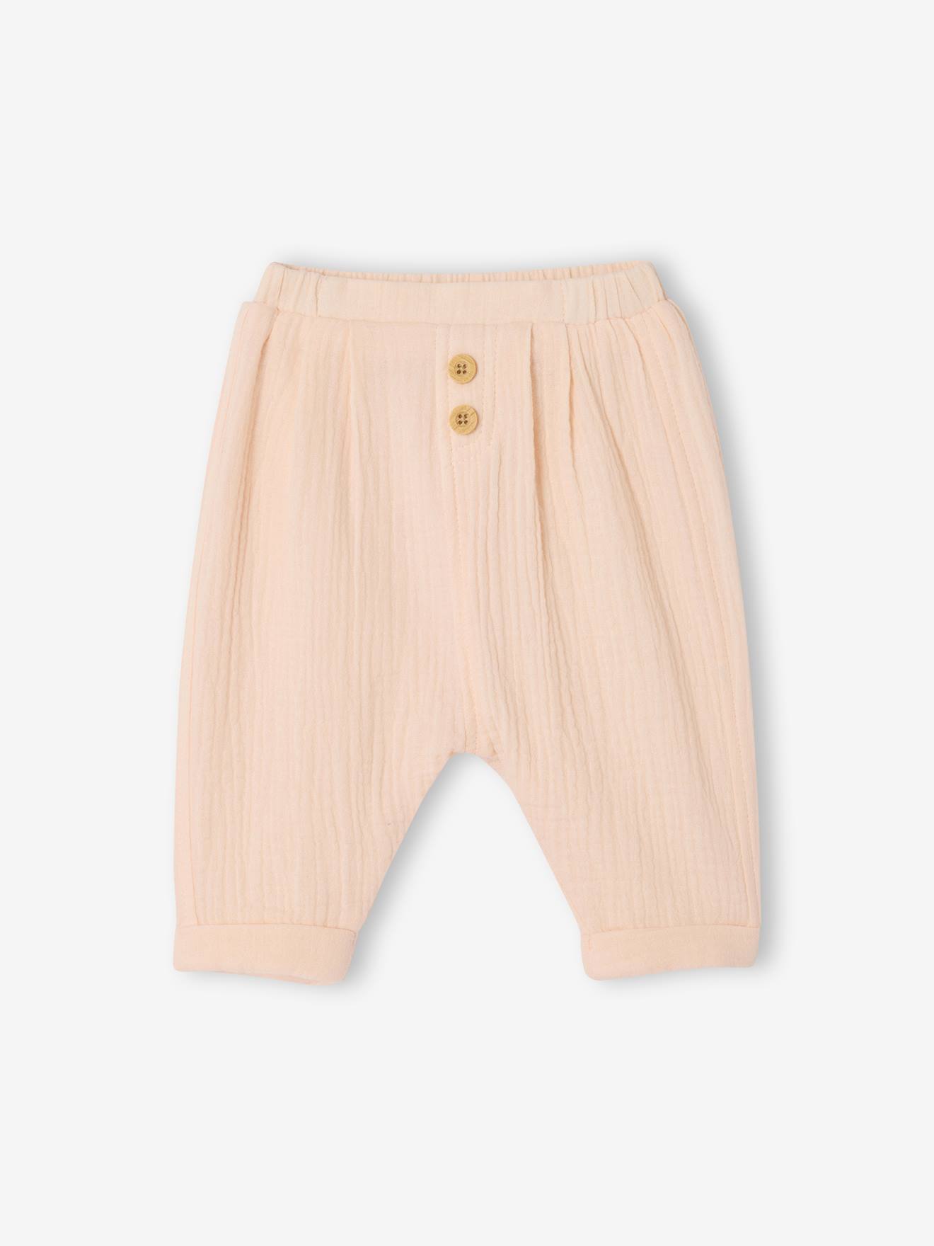 Broek in harem-model van hydrofiel katoen baby jongen rozen