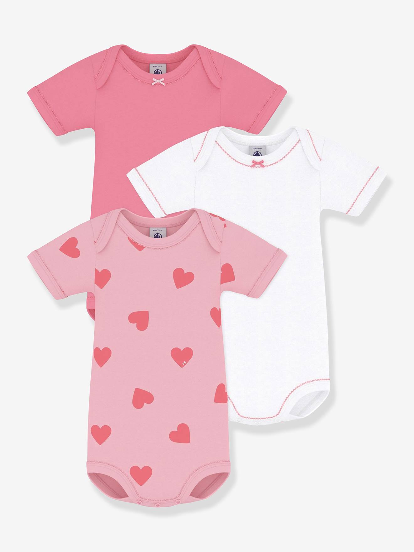 Set van 3 body's met korte mouwen baby wit