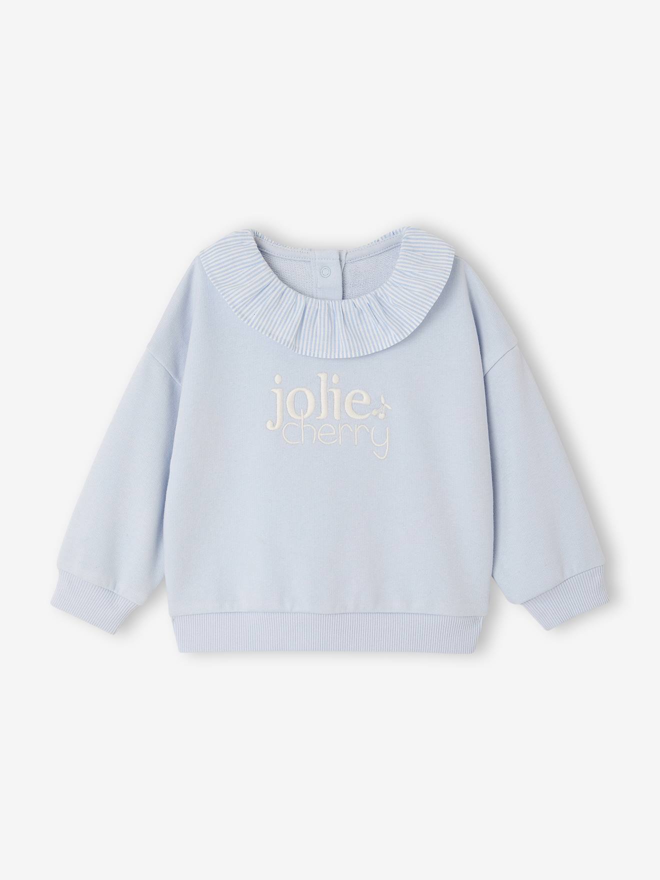 Meisjes sweater met kraag lichtblauw