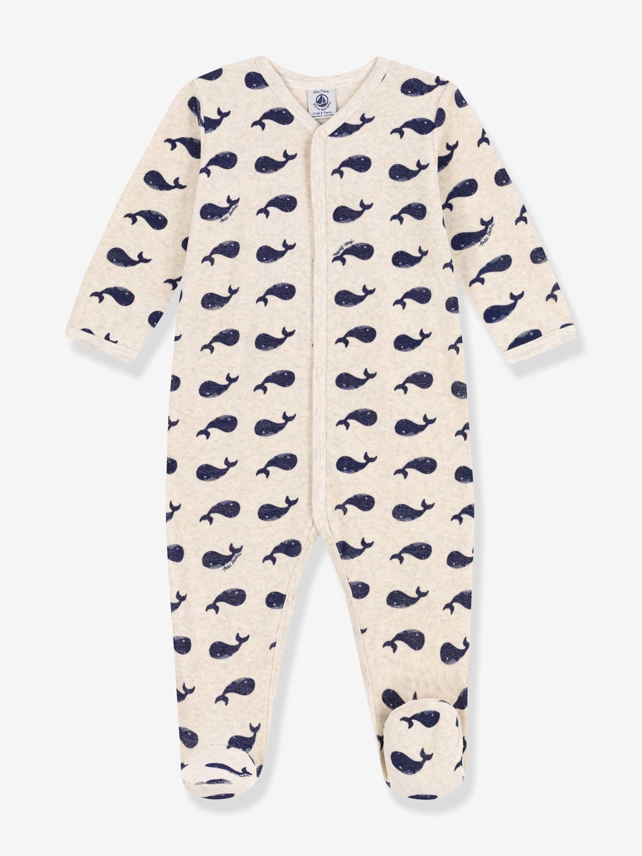 Babyslaappakje baby velours walvissen beige