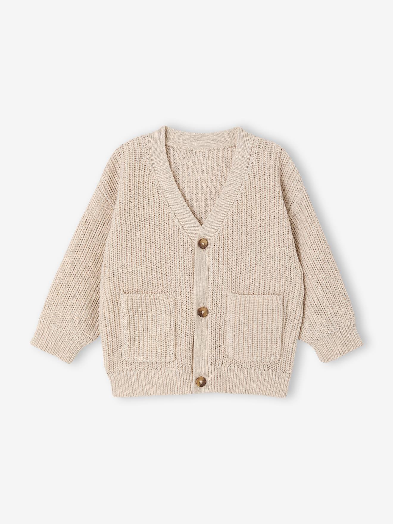 Essentieel vestje voor babyjongens met V-hals ecru