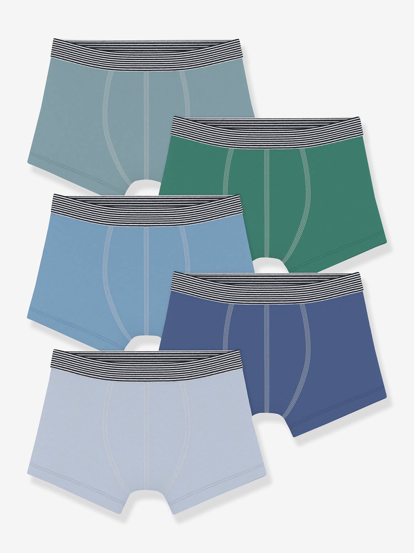 Set van 5 effen boxershorts PETIT BATEAU wit