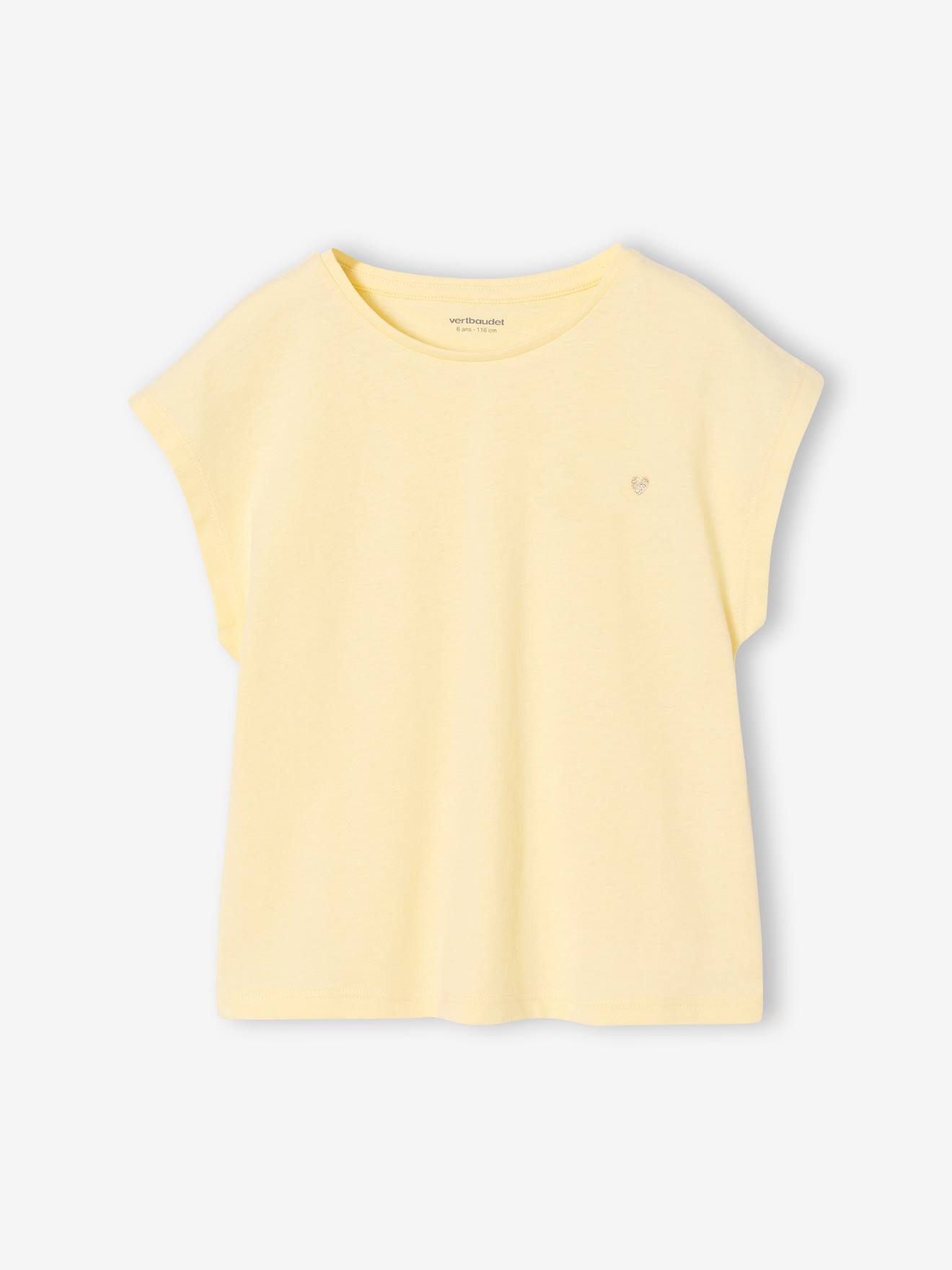 Effen Basics meisjesshirt met korte mouwen lichtgeel