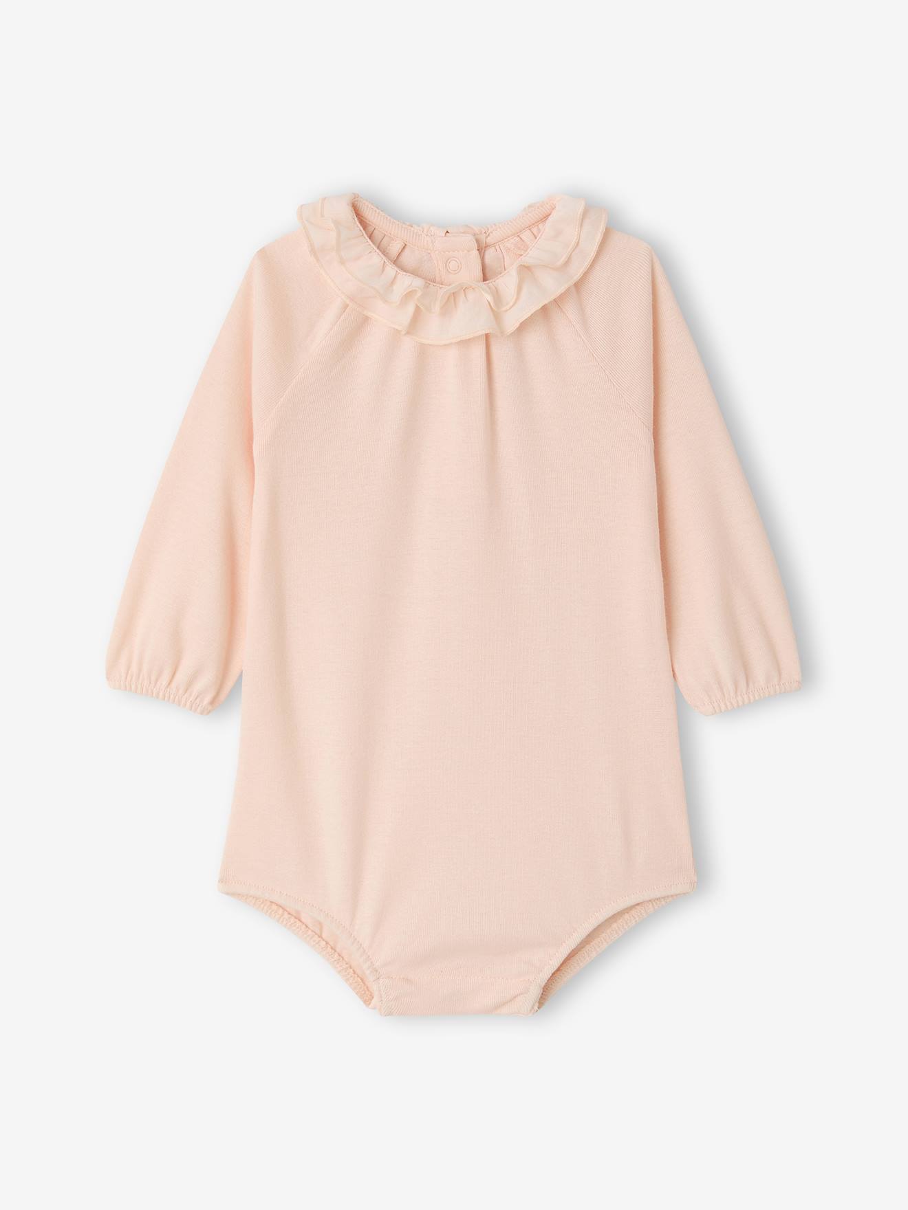 Body baby meisjes kraag met ruches lange mouwen lichtroze