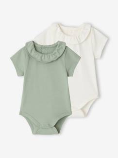 Baby-Body-Set van 2 rompers voor baby met sierkraag met korte mouwen