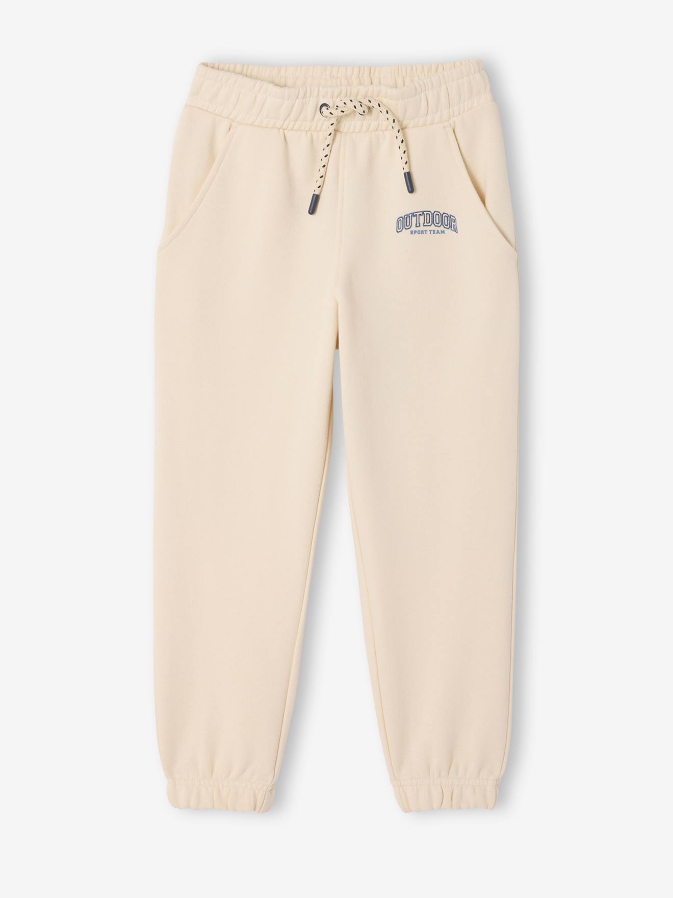 Joggingbroek van molton met verstelbare taille ecru