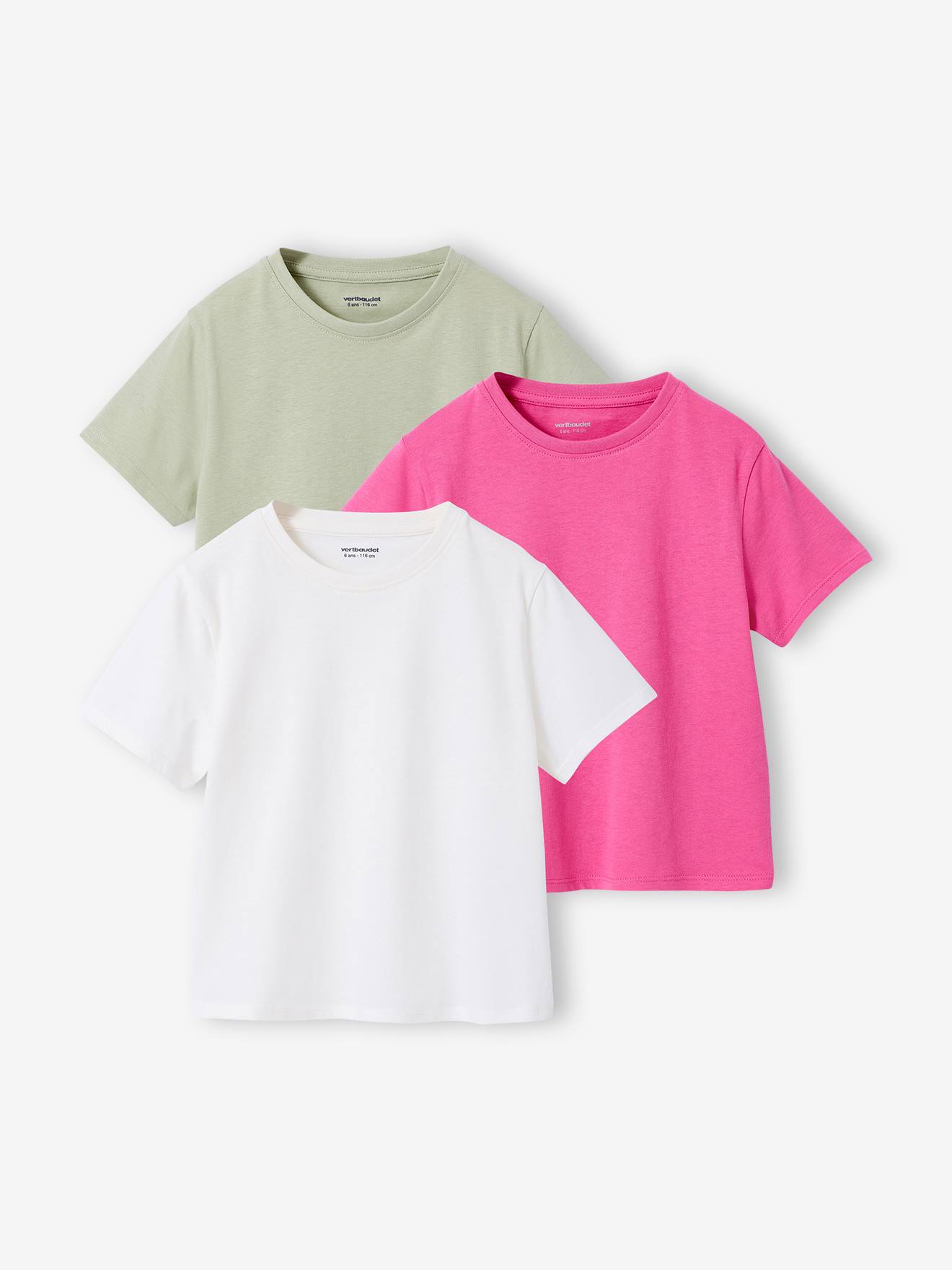 Set van 3 effen t-shirts voor meisjes
