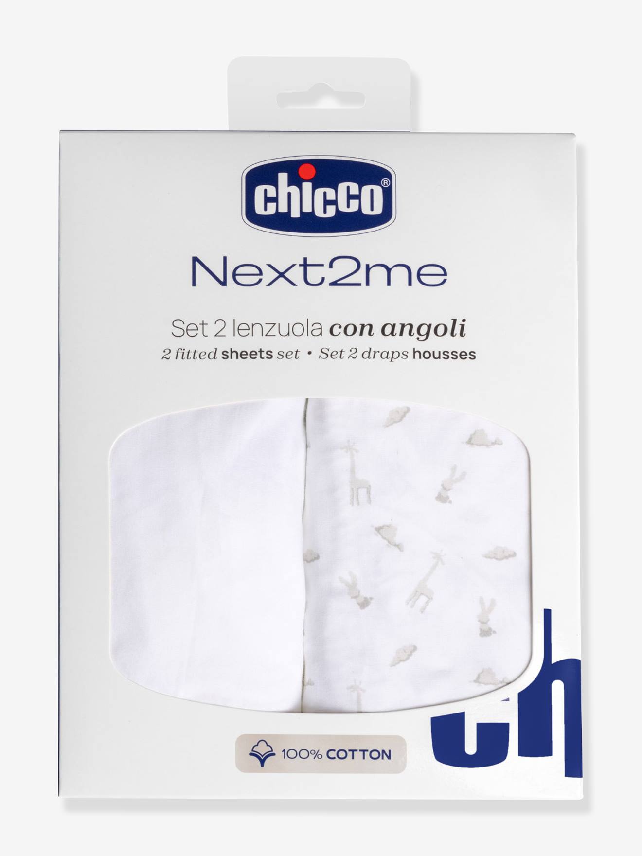 Set 2 hoeslakens Next2Me CHICCO wit