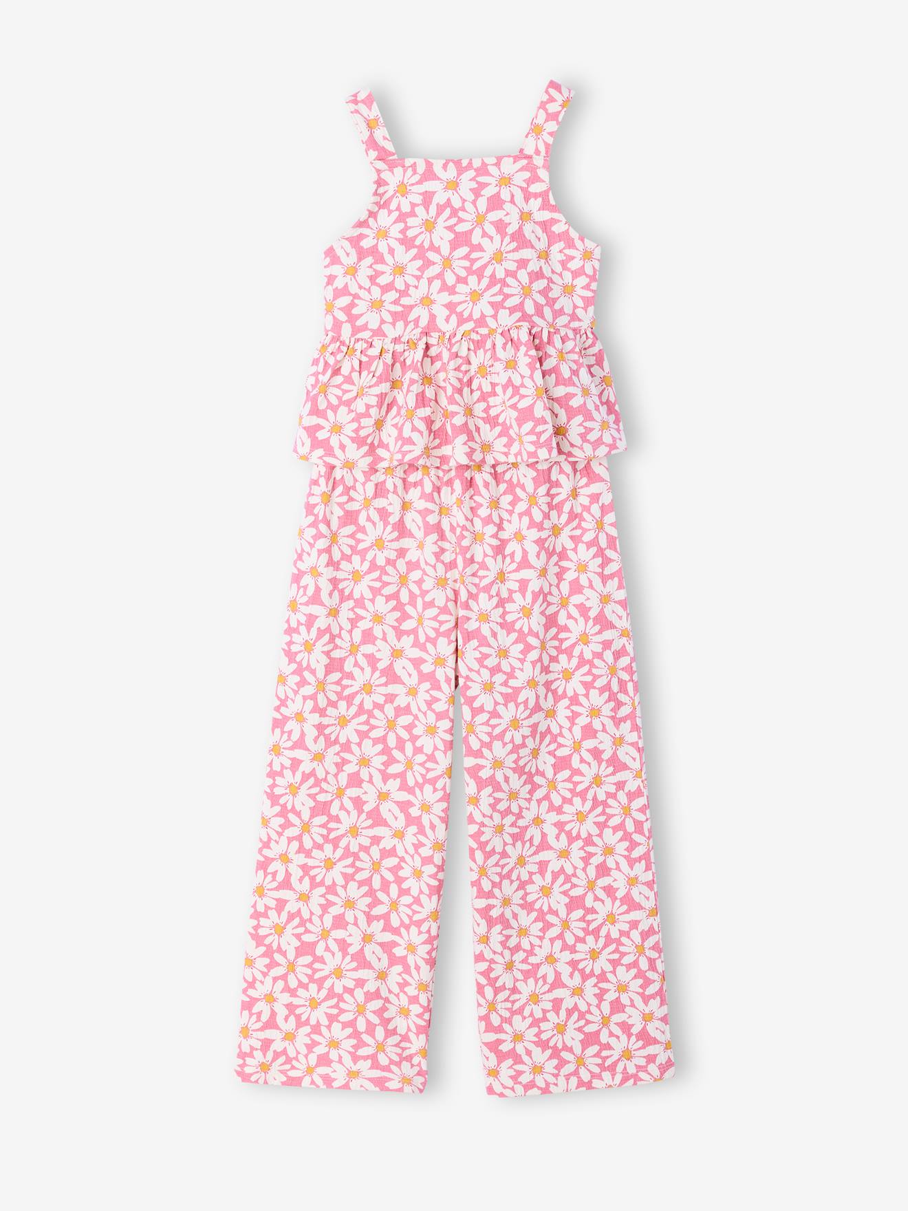 Set broek hemdje bloemen oudroze