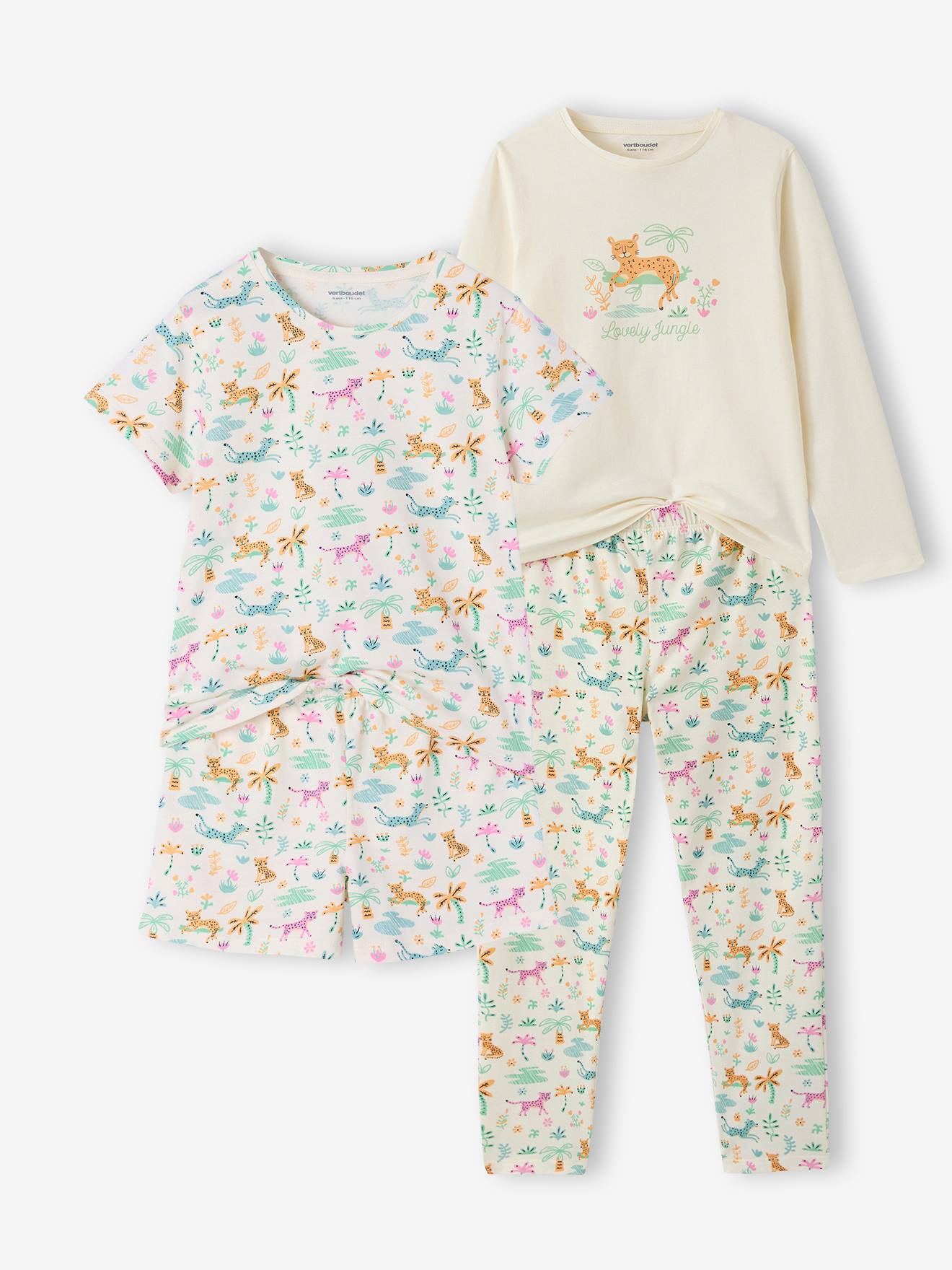 Set van 2 korte pyjama's met korte mouwen voor meisjes ecru